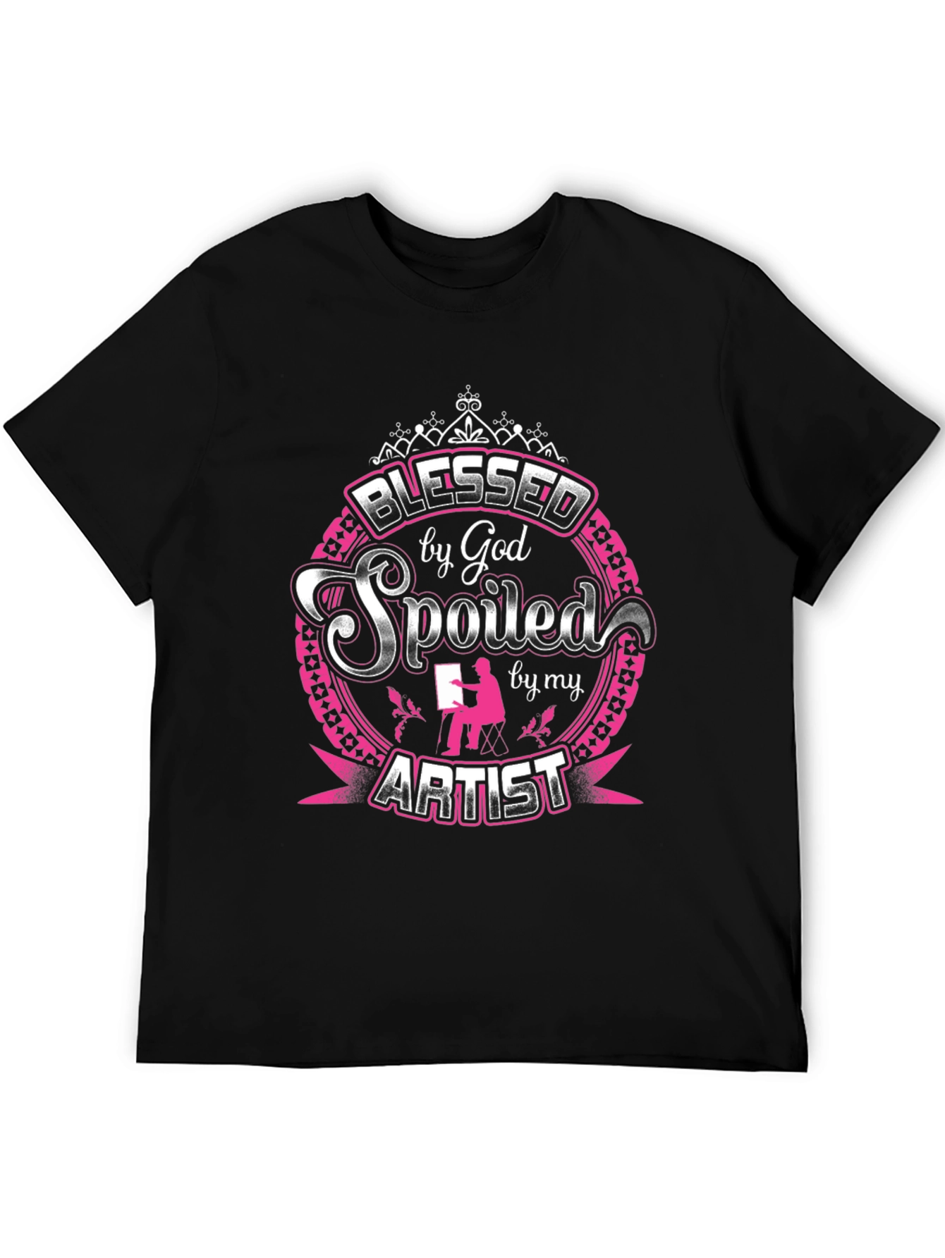 Black Blessed by God Artist T-Shirt - Unique Gift view 5