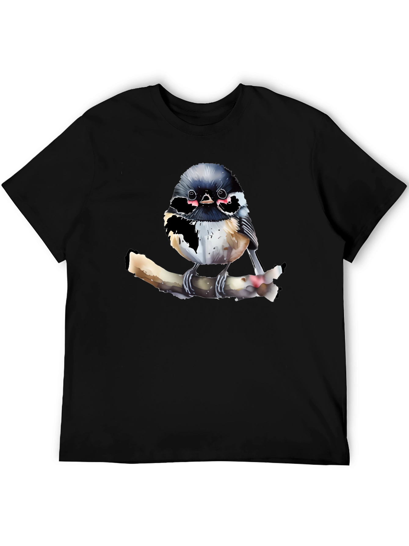 Black Chickadee Bird Graphic T-Shirt view 5
