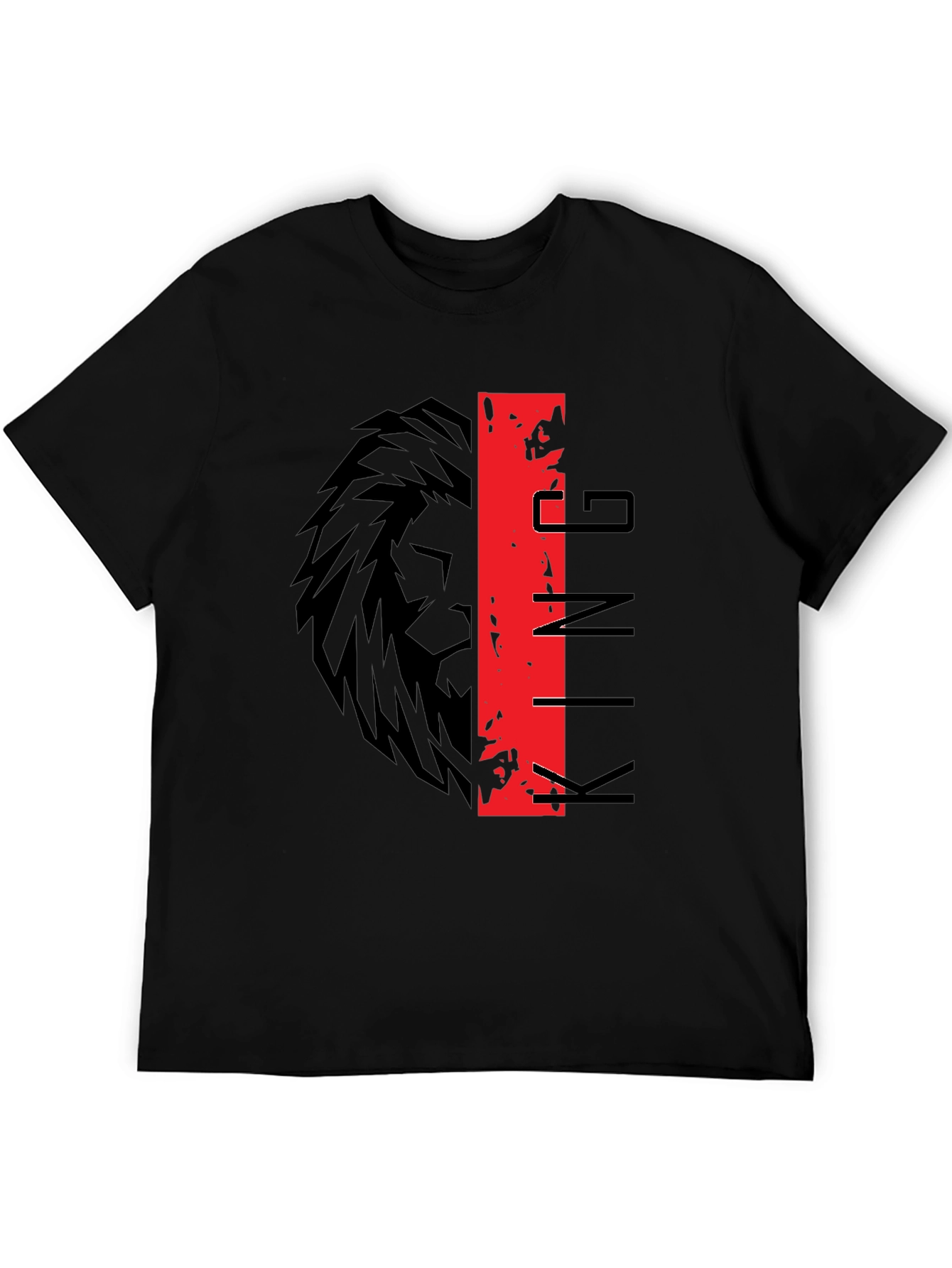 Black King Lion Graphic Print Black T-Shirt view 5