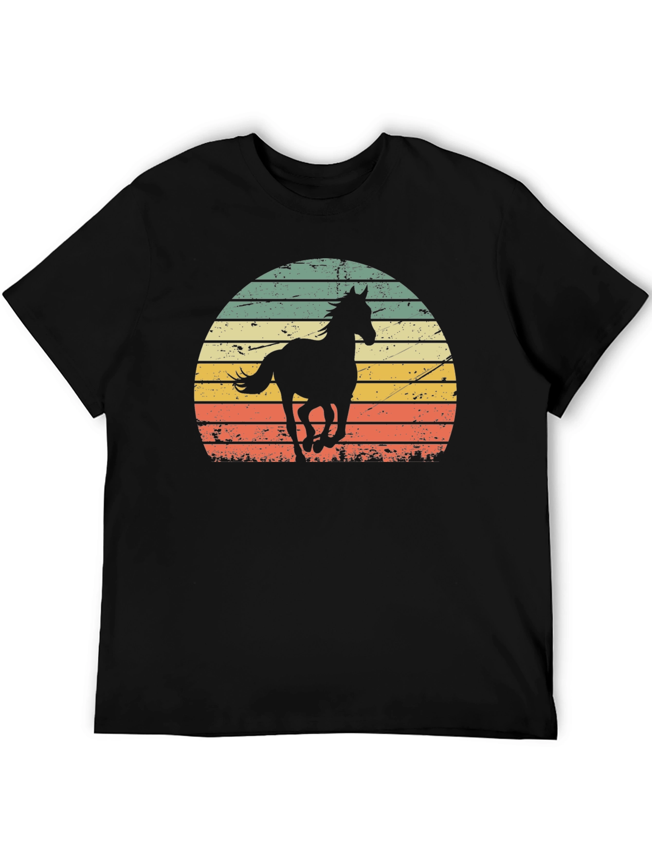 Black Retro Horse Sunset Graphic Tee view 5