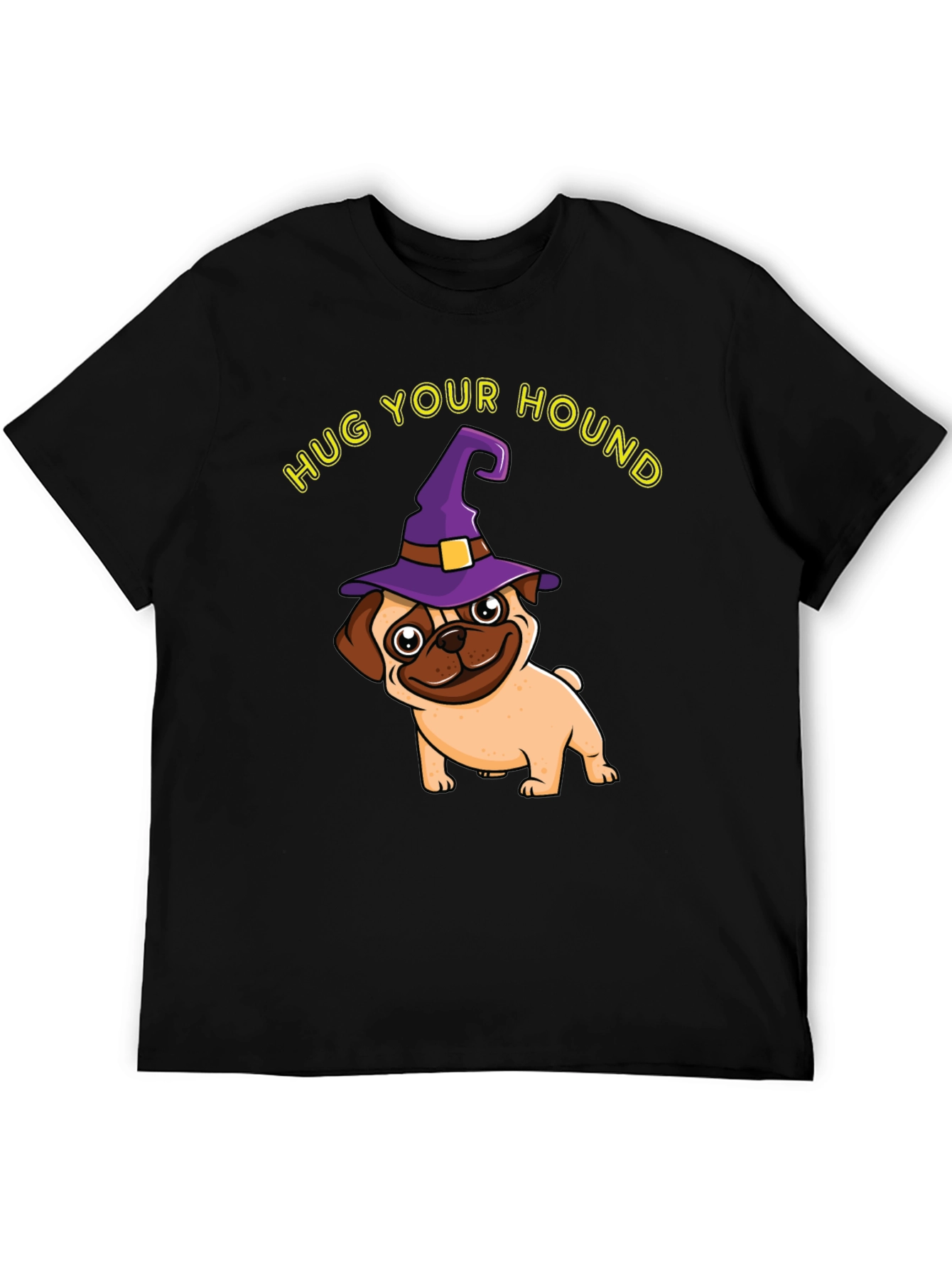 Black Hug Your Hound Pug Halloween T-Shirt view 5