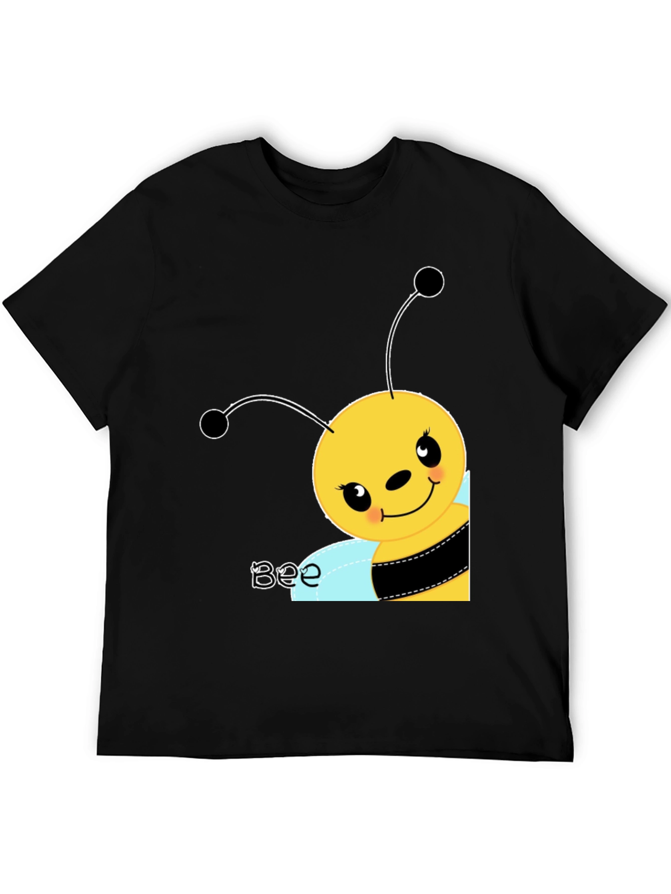 Black Cute Cartoon Bee Graphic Tee view 5