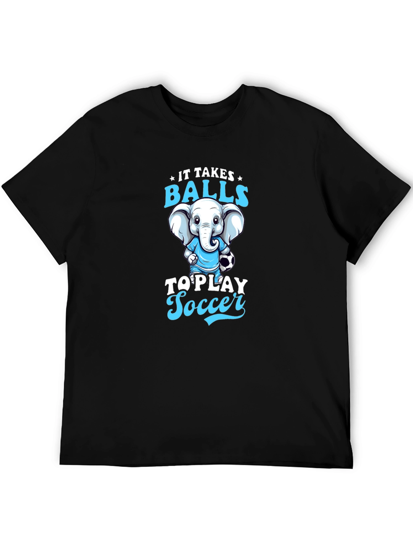 Black Funny Elephant Soccer T-Shirt view 5