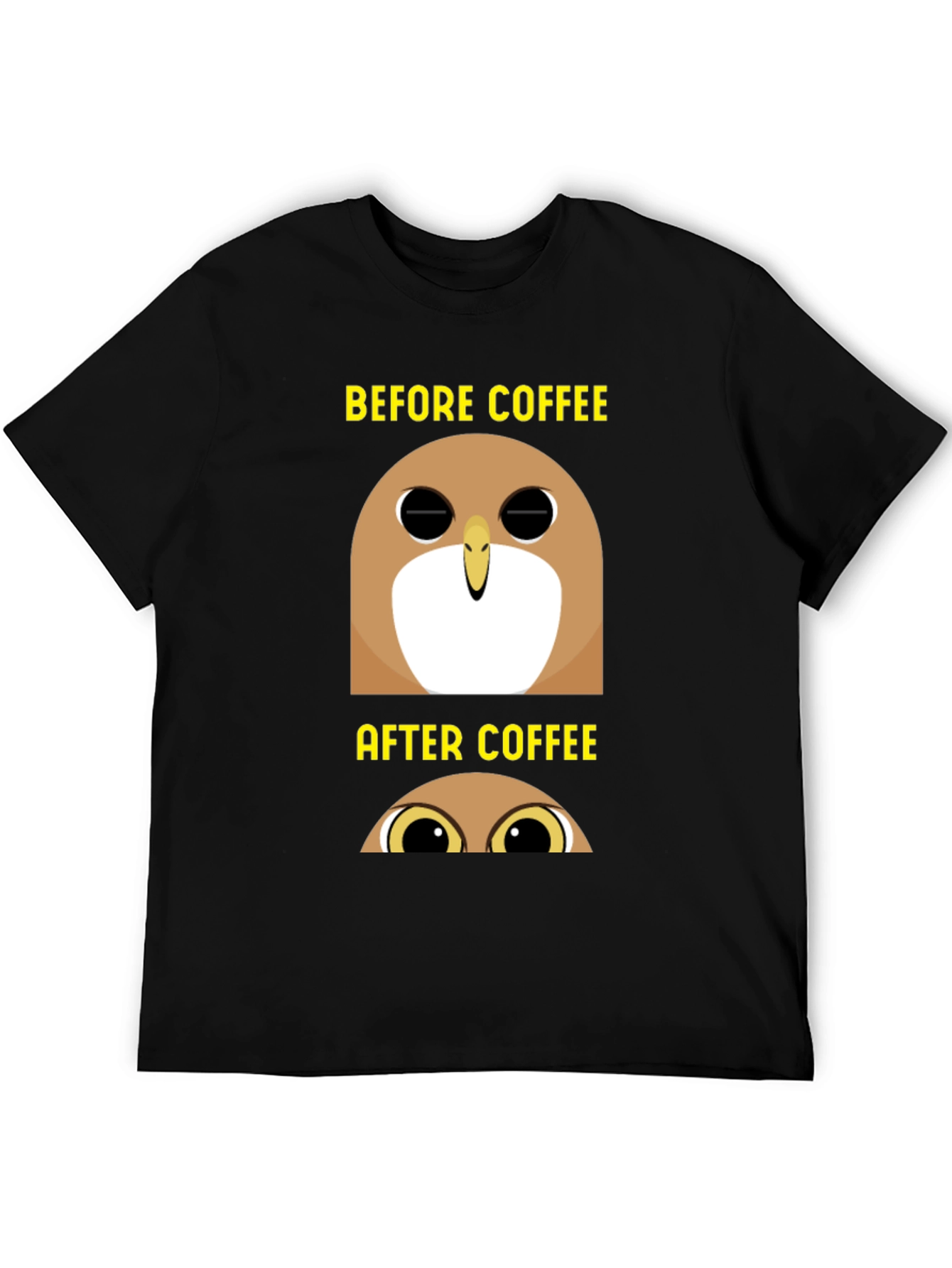 Black Before & After Coffee Owl T-Shirt - Black view 5