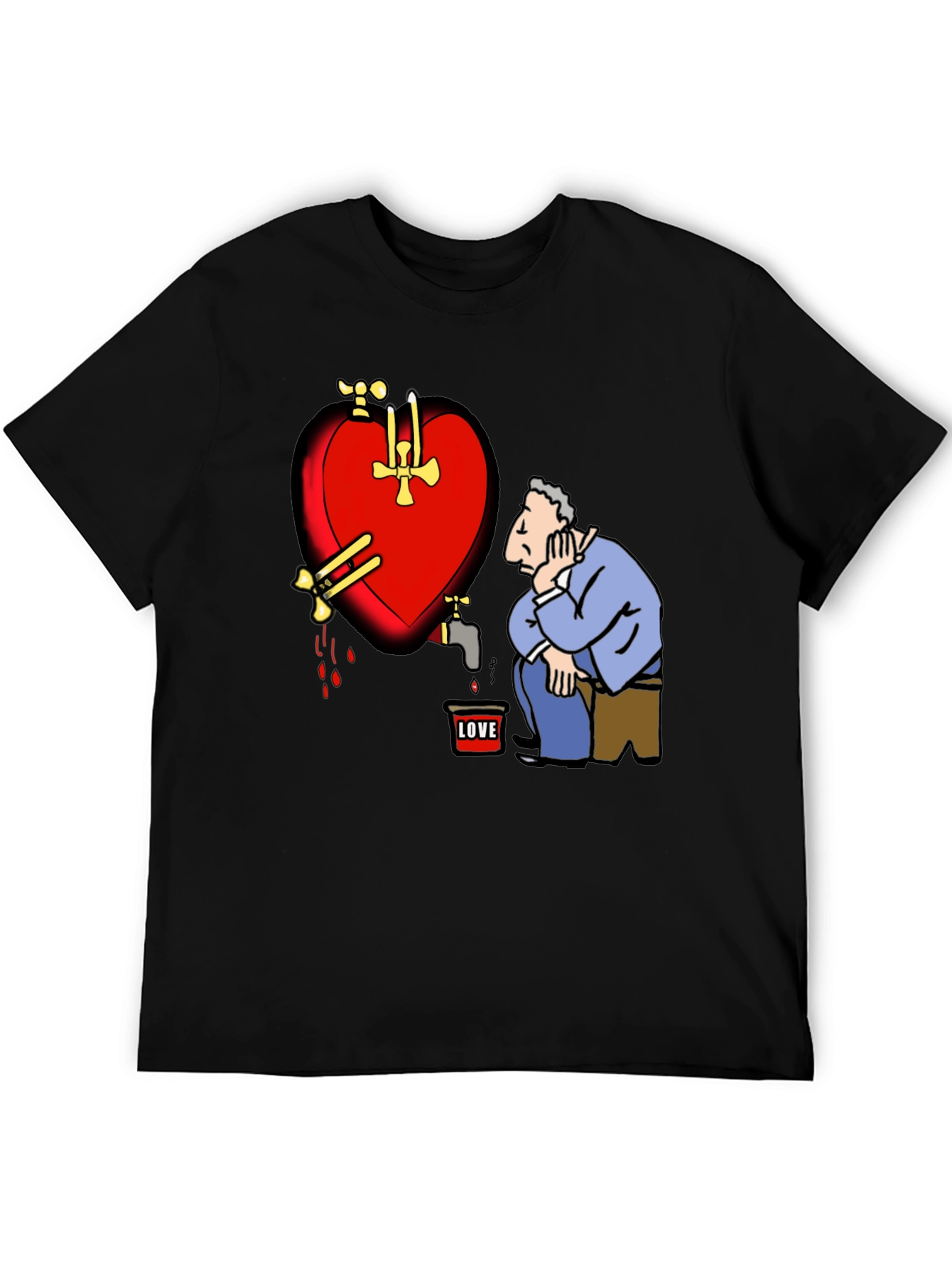 Black Sad Heart T-Shirt - Graphic Novelty Tee view 5
