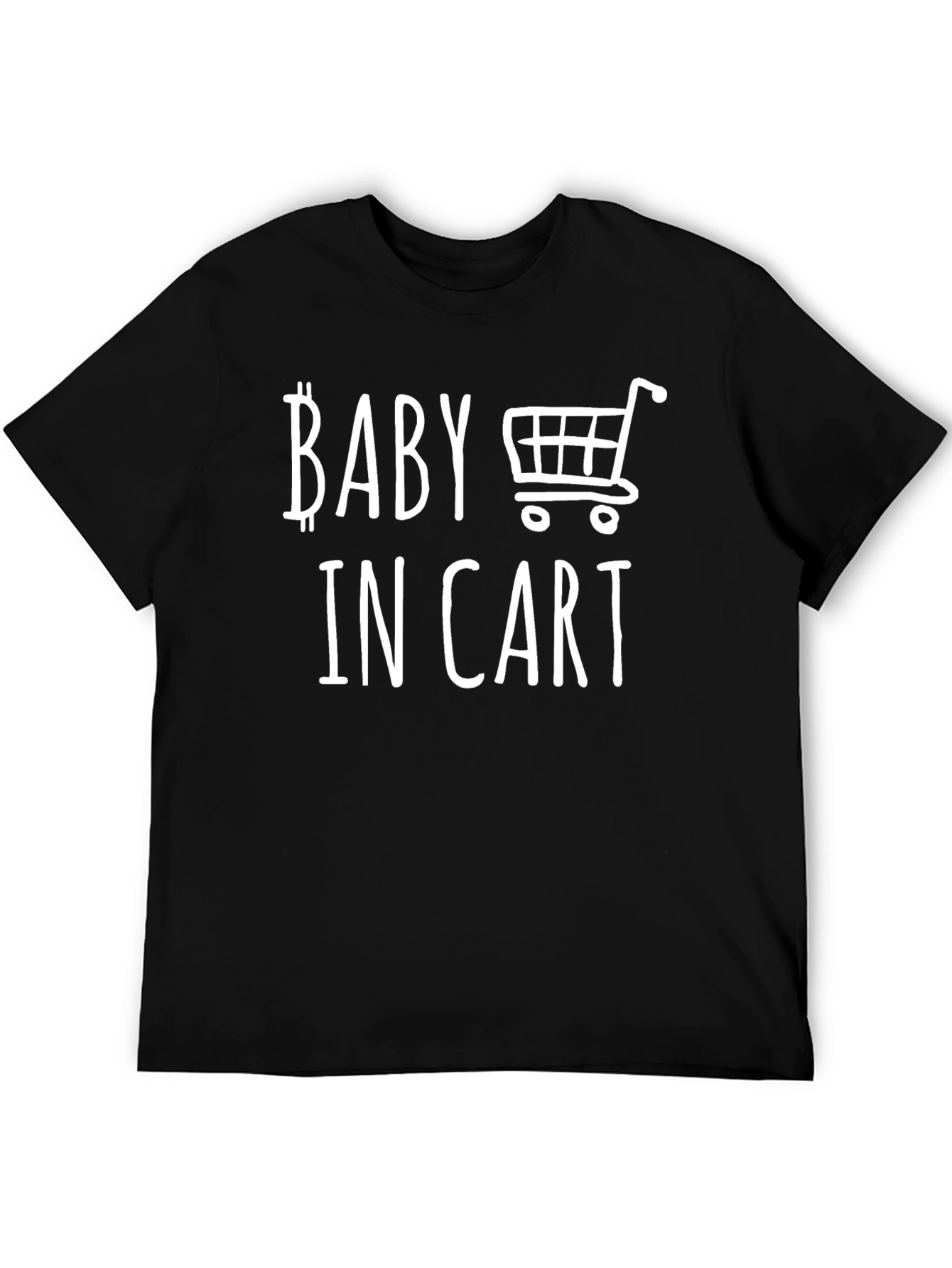 Black Baby In Cart Graphic T-Shirt - Black Cotton Tee view 5