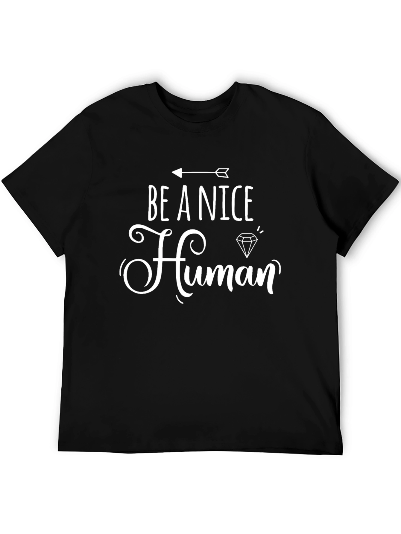 Black Be A Nice Human Graphic Tee - Trendy Casual Shirt view 5