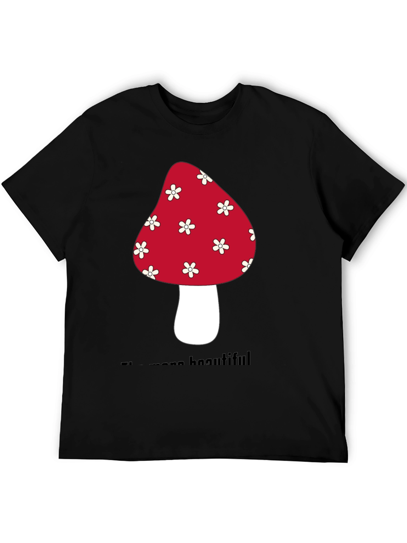 Black Mushroom Graphic T-Shirt - Unisex Cotton Tee view 5