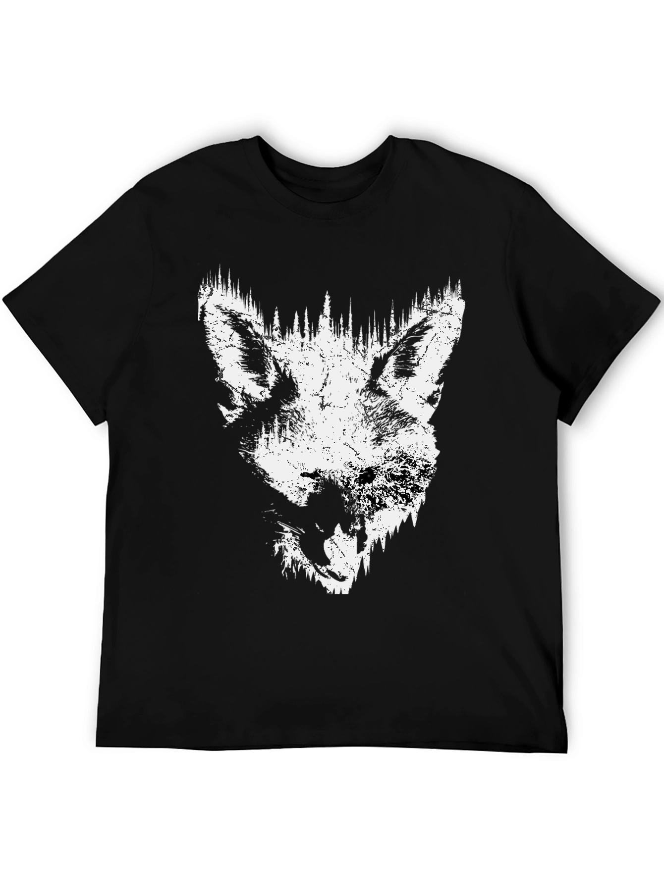 Black Wolf Graphic Print Black T-Shirt view 5
