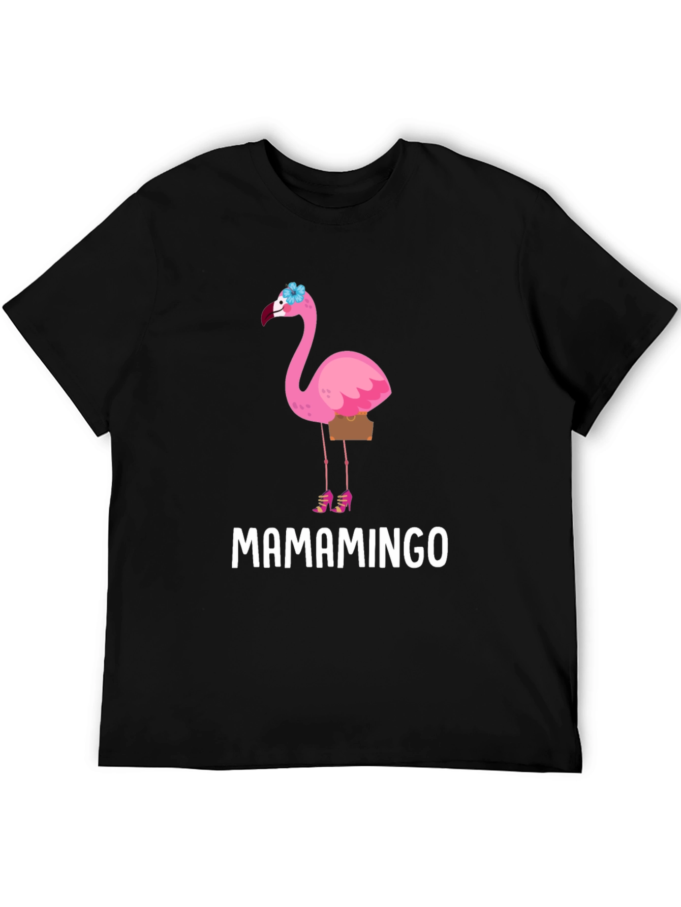 Black Mamamingo T-Shirt - Flamingo Graphic Tee view 5