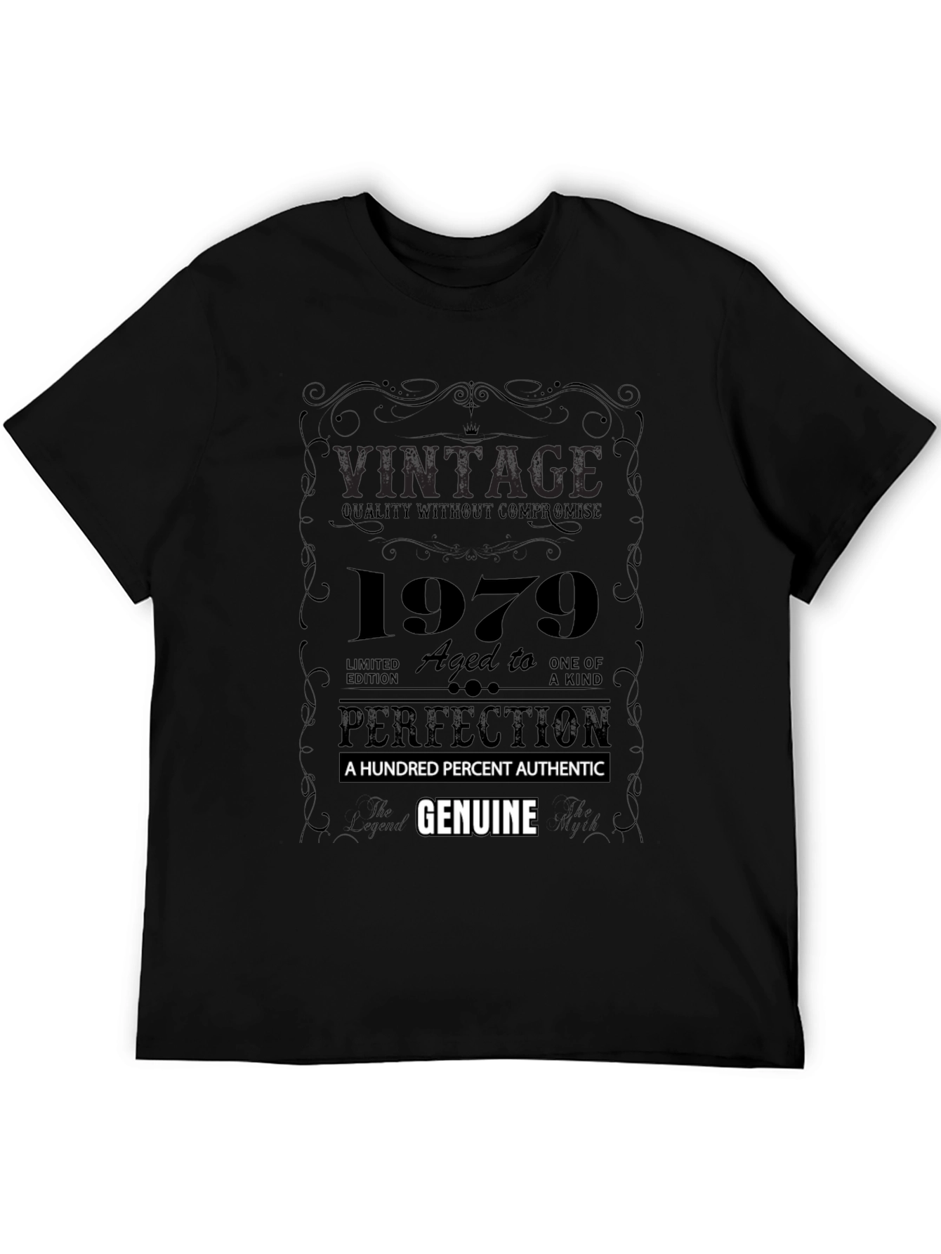Black Vintage 1979 Aged To Perfection Black T-Shirt view 5