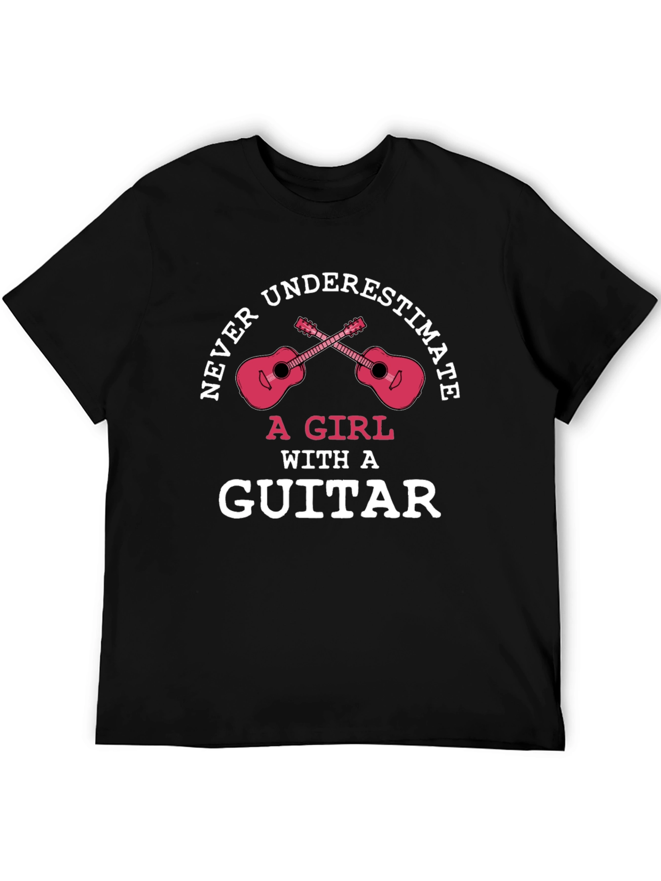 Black Never Underestimate a Girl with a Guitar T-Shirt view 5