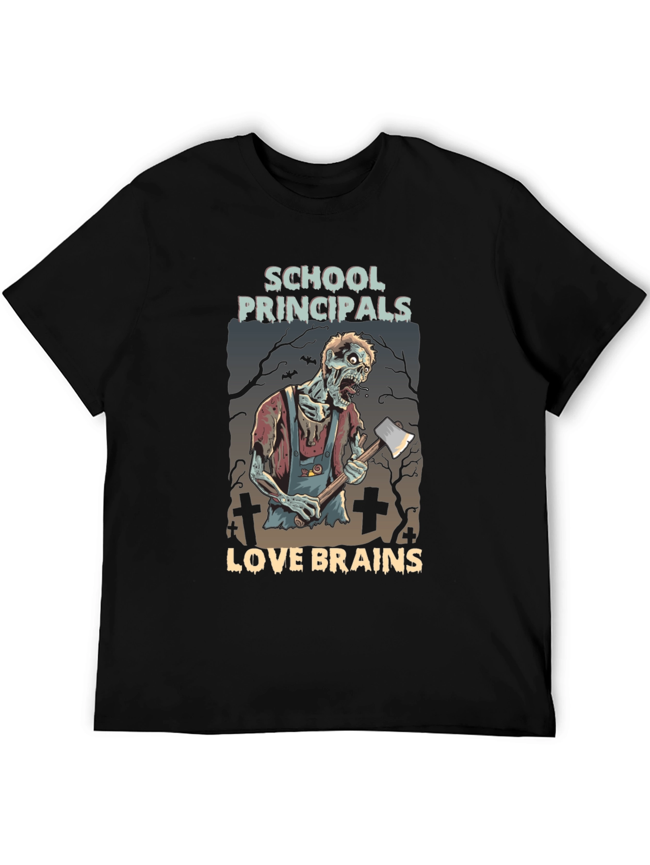 Black School Principals Love Brains Zombie Halloween T-Shirt view 5