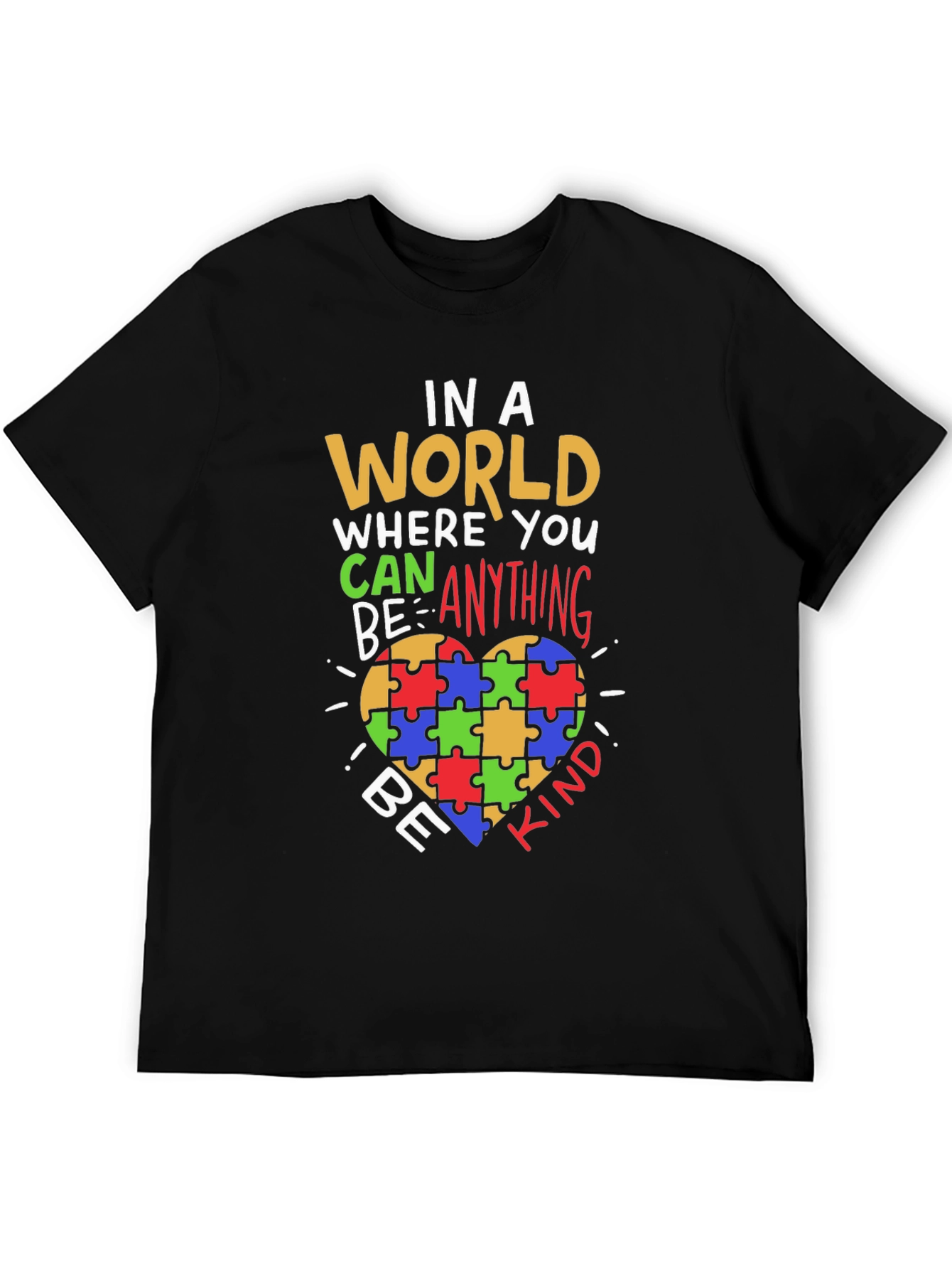 Black Be Kind Autism Awareness T-Shirt view 5