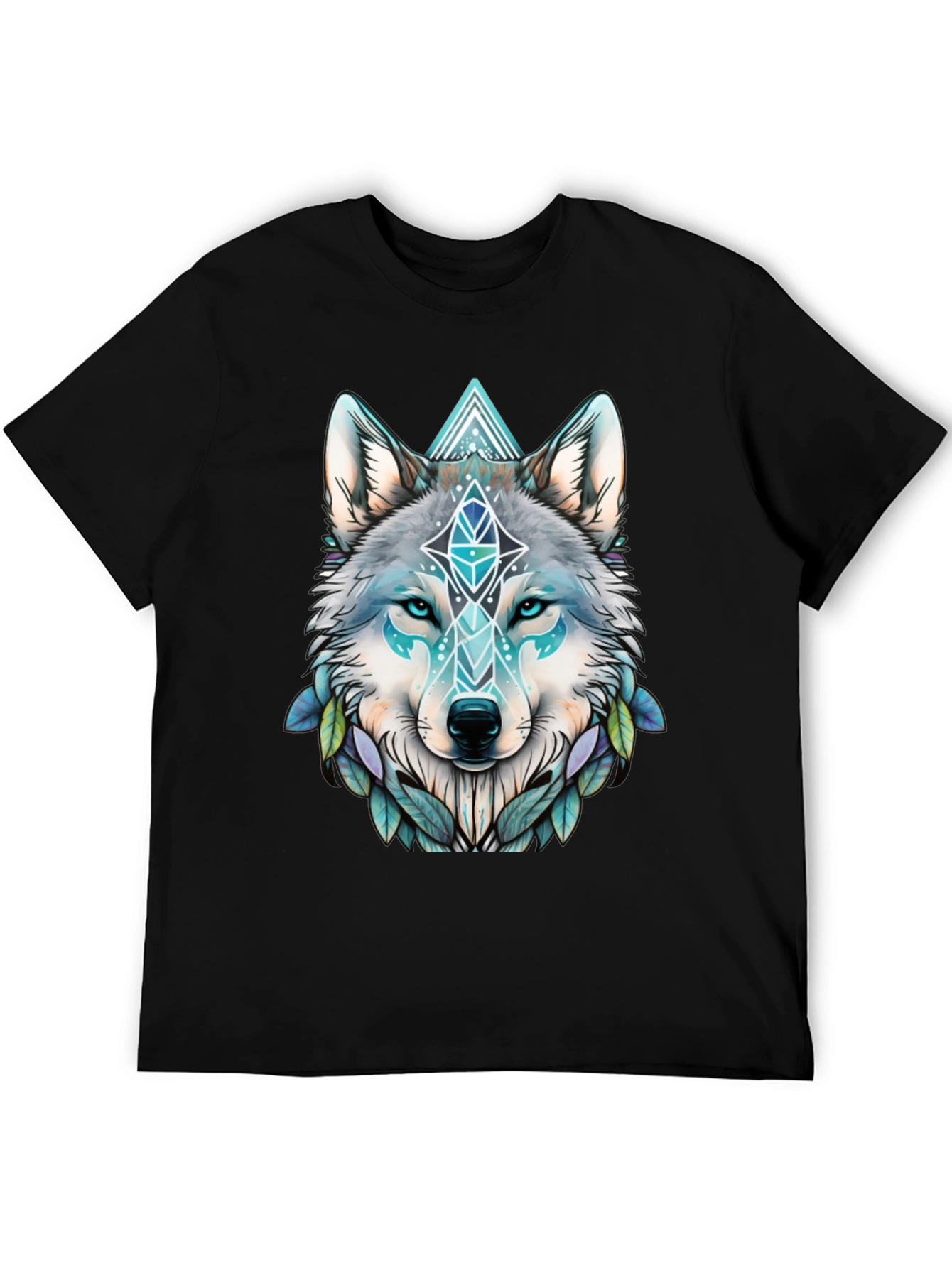 Black Wolf Graphic Tee - Geometric Design view 5