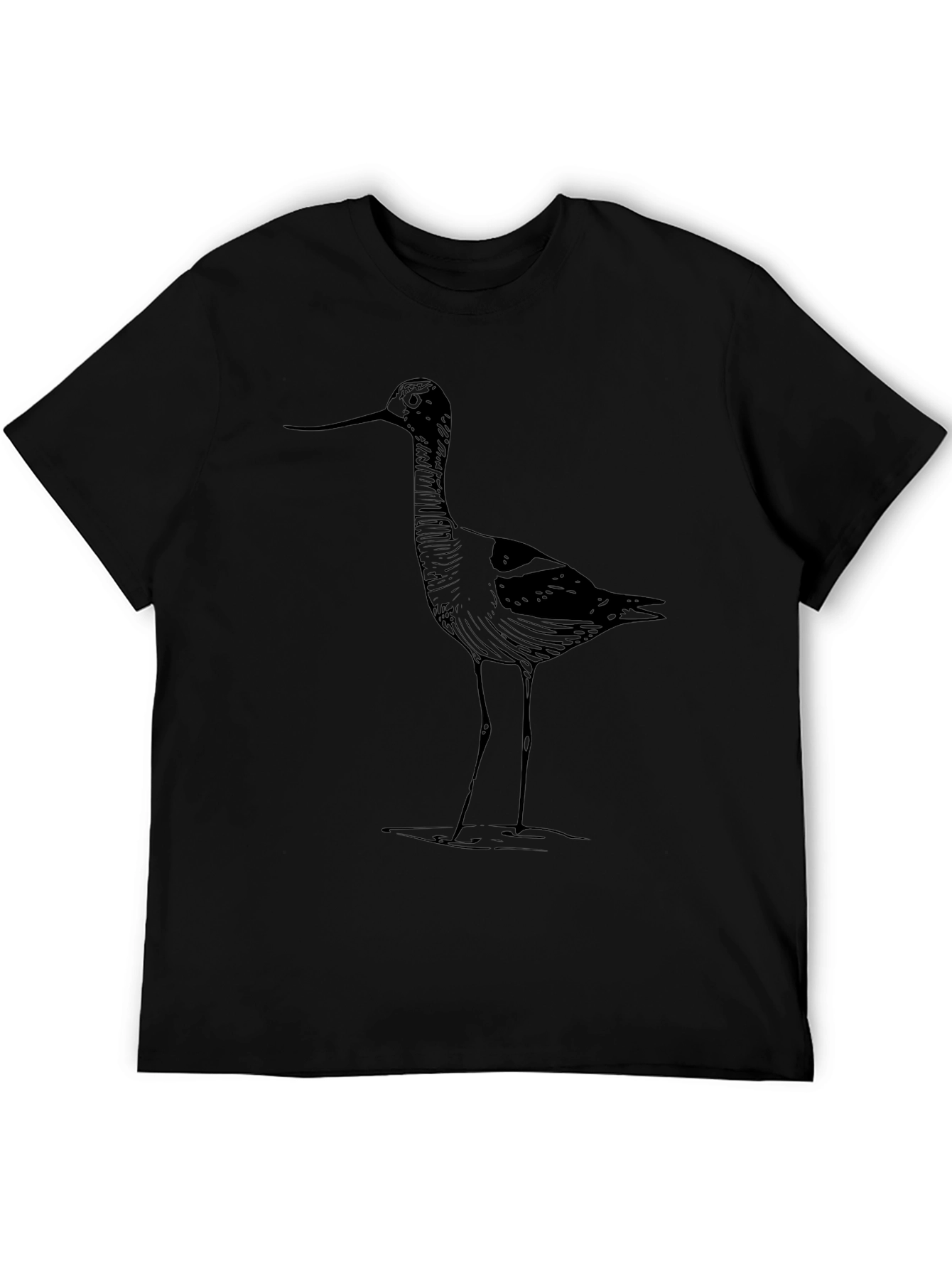 Black Men's Black T-Shirt with Bird Design view 5