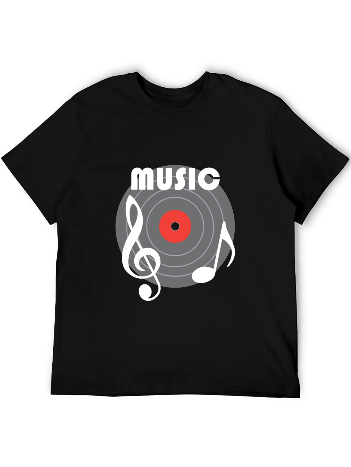 Black Music Vinyl Graphic T-Shirt - Short Sleeve Cotton Tee view 5