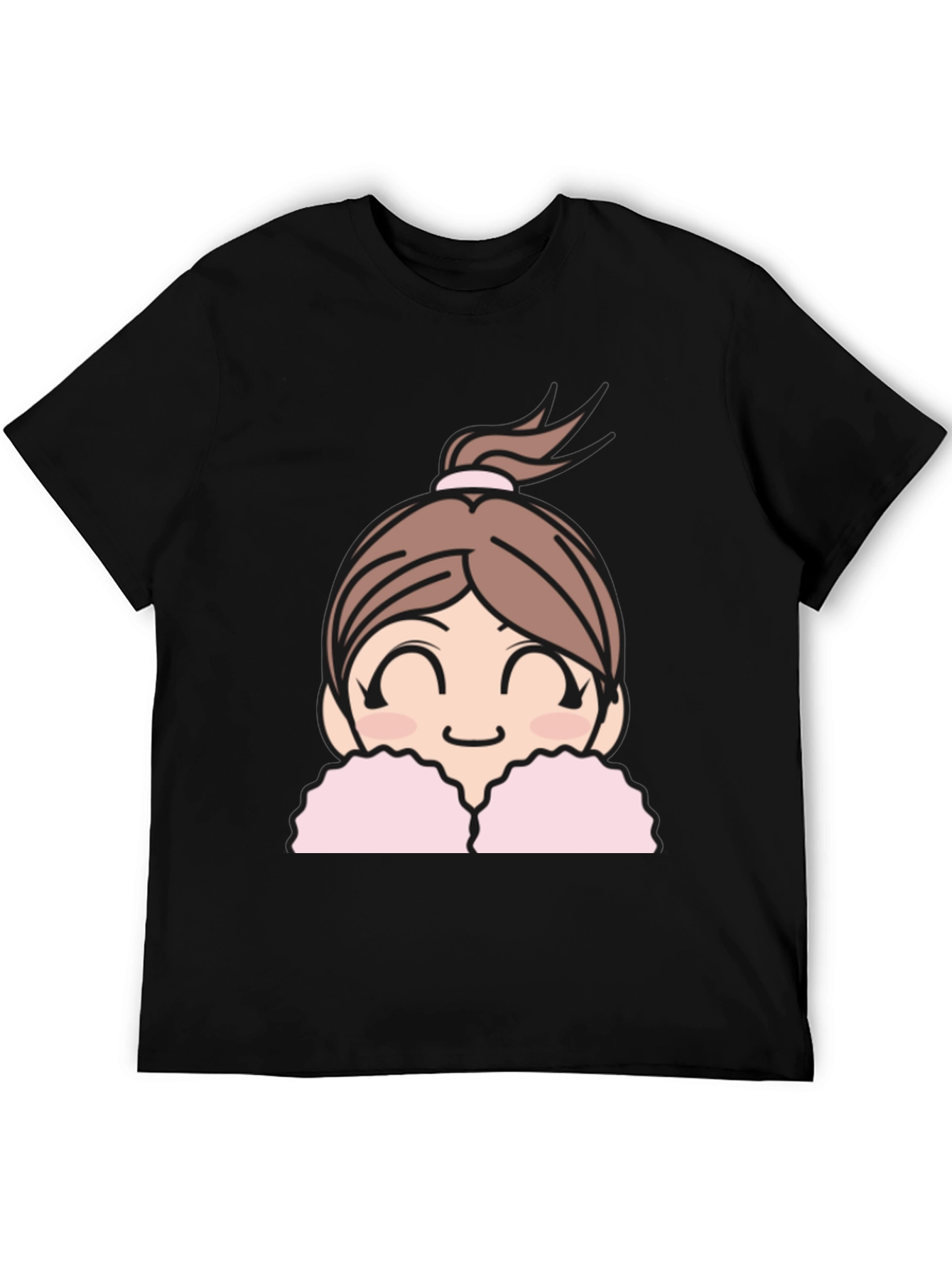 Black Cute Anime Girl Graphic Black T-Shirt view 5