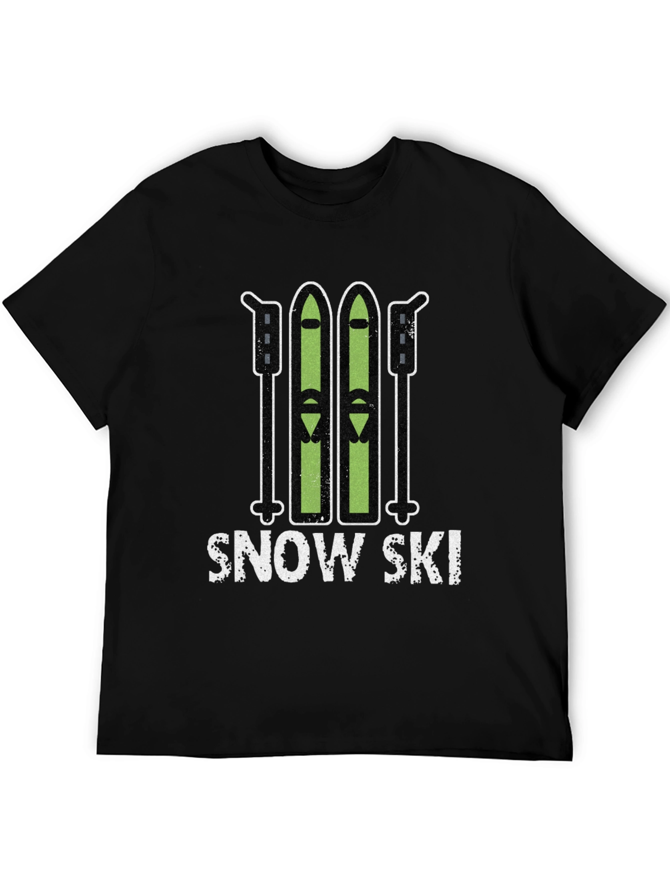 Black Snow Ski Graphic Tee - Winter Sports T-Shirt view 5