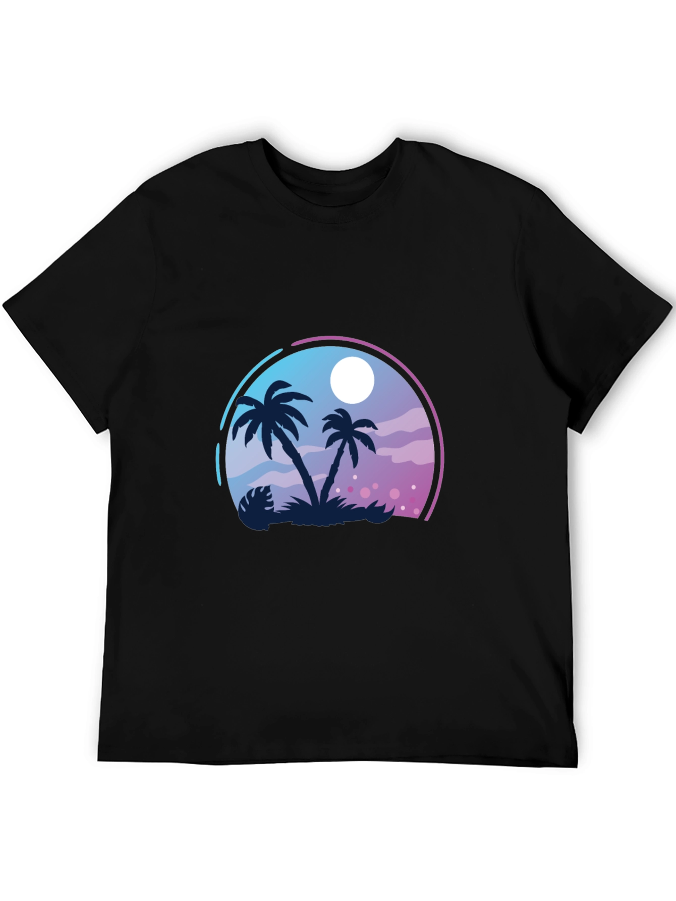 Black Tropical Palm Tree Graphic Black T-Shirt view 5