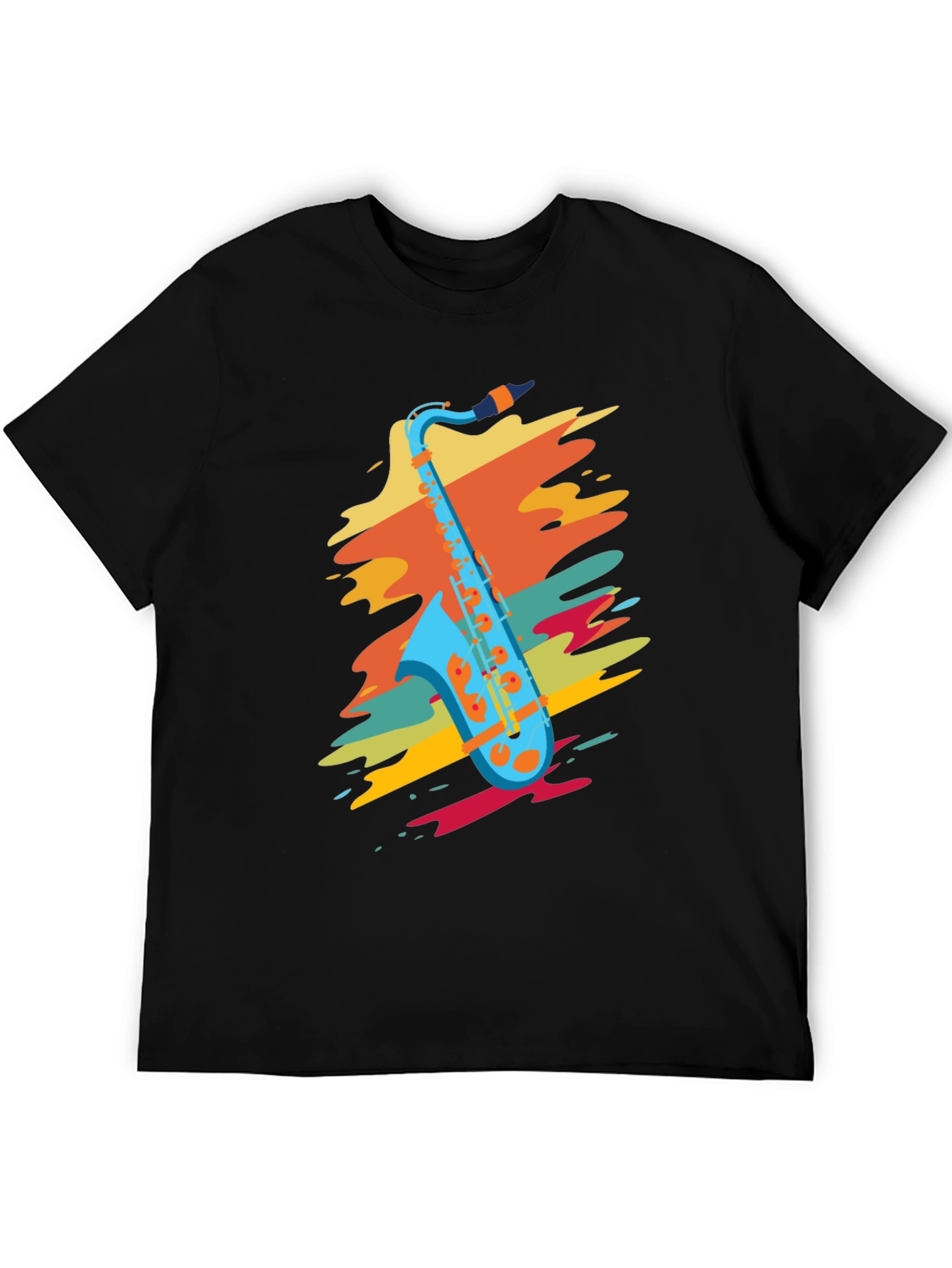 Black Stylish Saxophone Graphic T-Shirt view 5