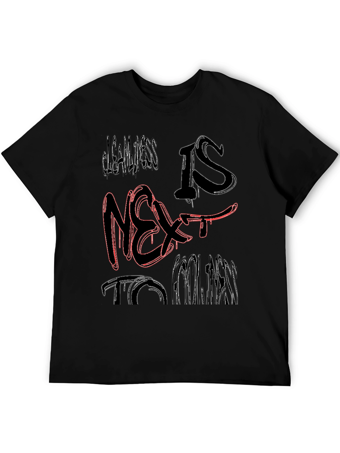 Black Cleanliness is Next to Coolness Graphic Tee view 5
