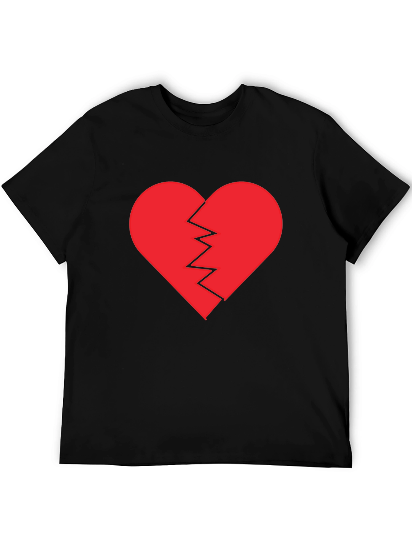 Black Broken Heart Graphic Tee - Black Cotton T-Shirt view 5