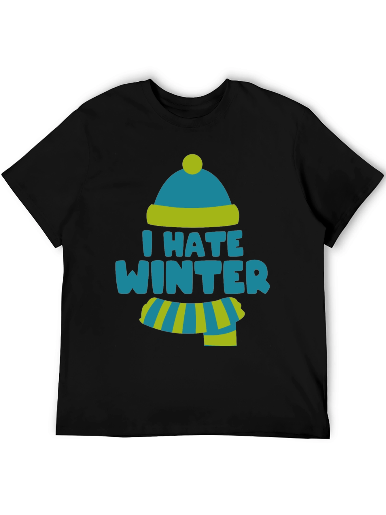 Black I Hate Winter Funny T-Shirt view 5