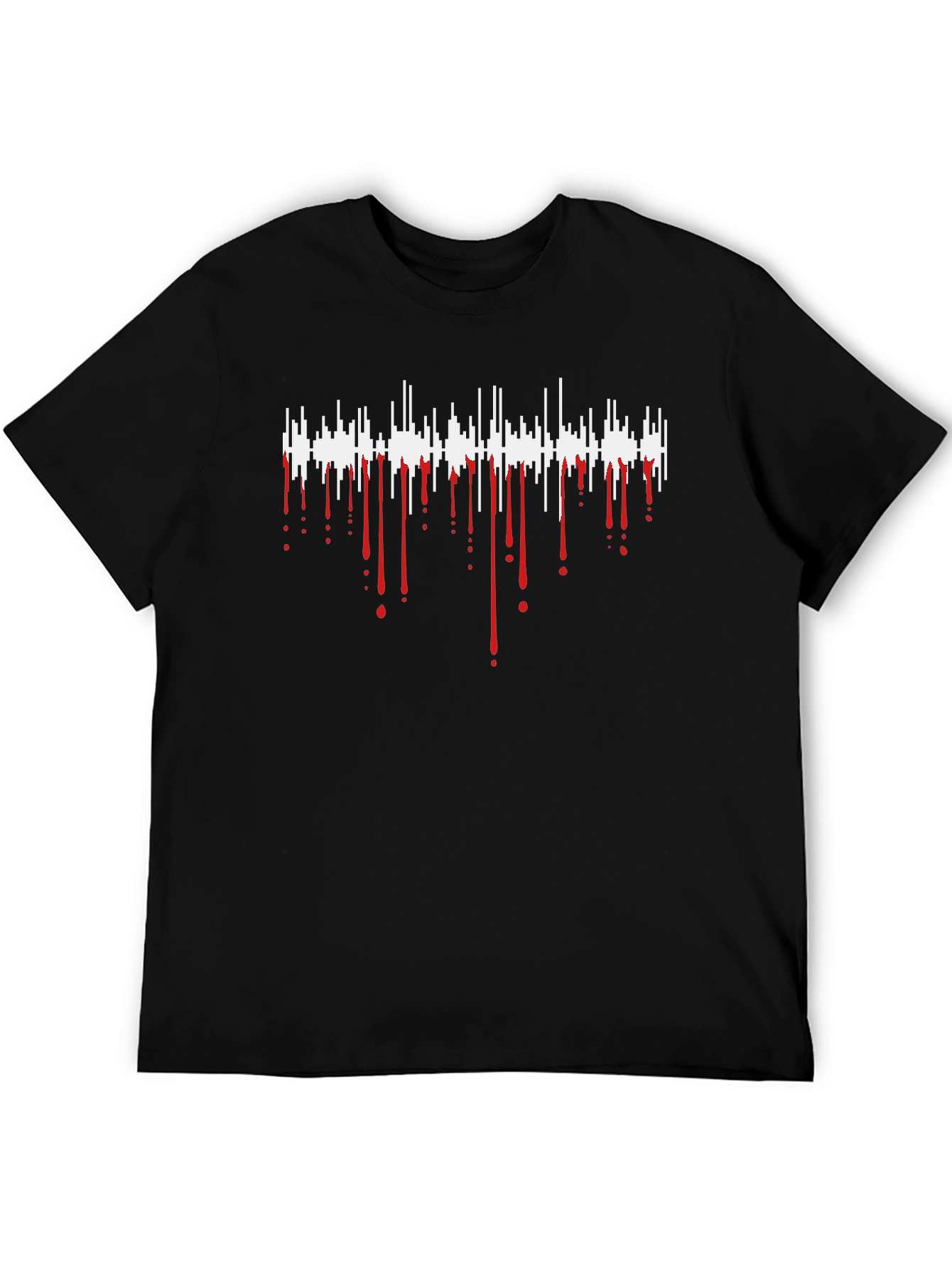 Black Sound Wave Drip Graphic Tee - Men's Black T-Shirt view 5