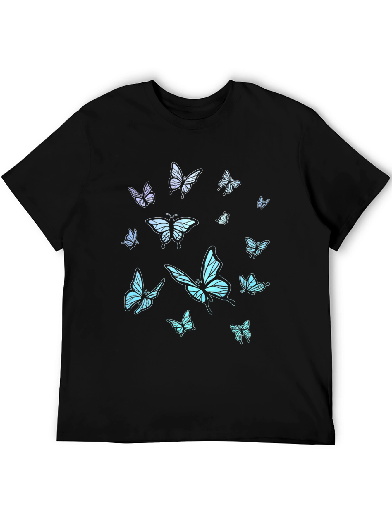 Black Butterfly Print Black T-Shirt view 5