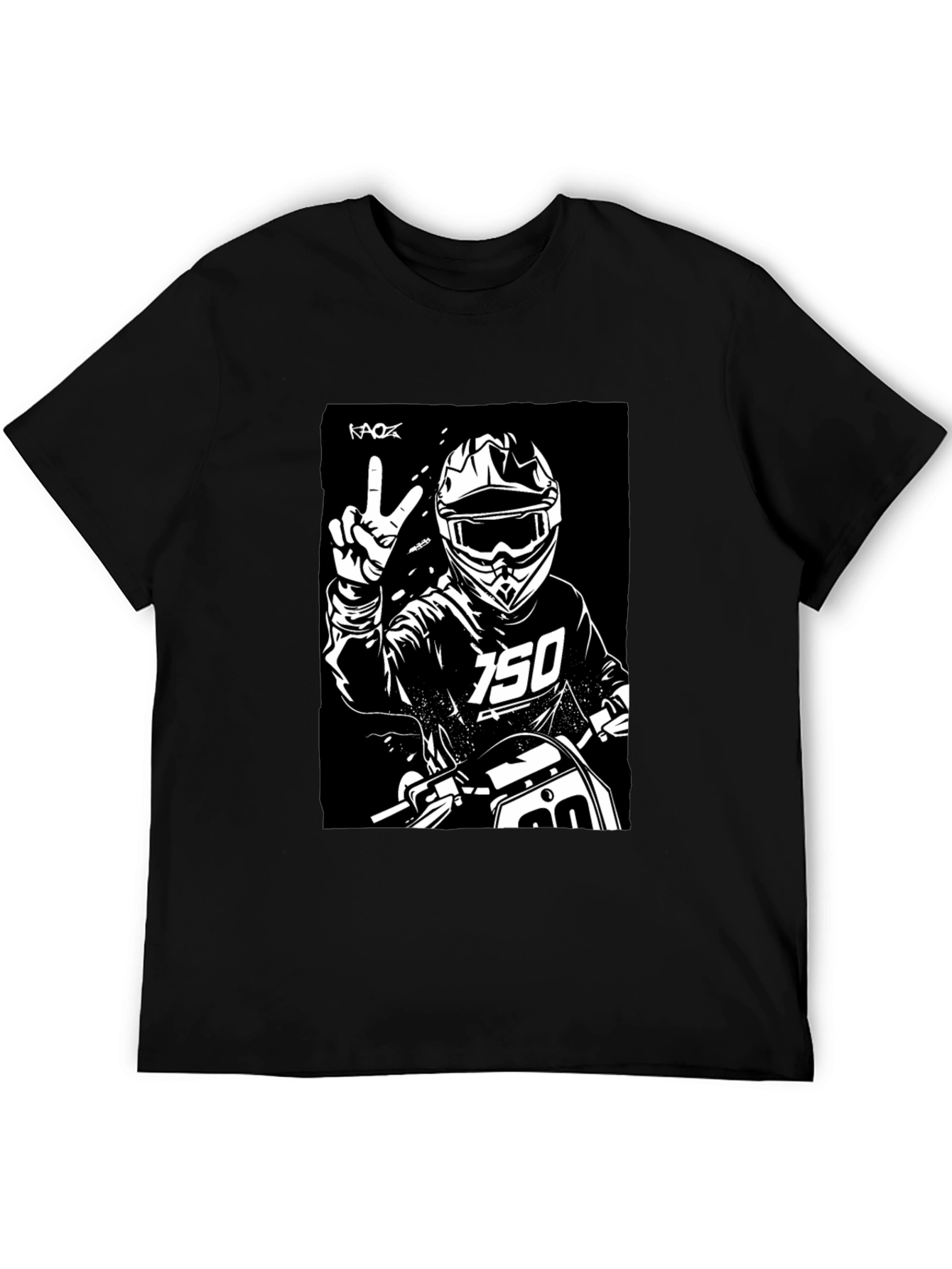 Black Black Motocross Rider Graphic Tee view 5