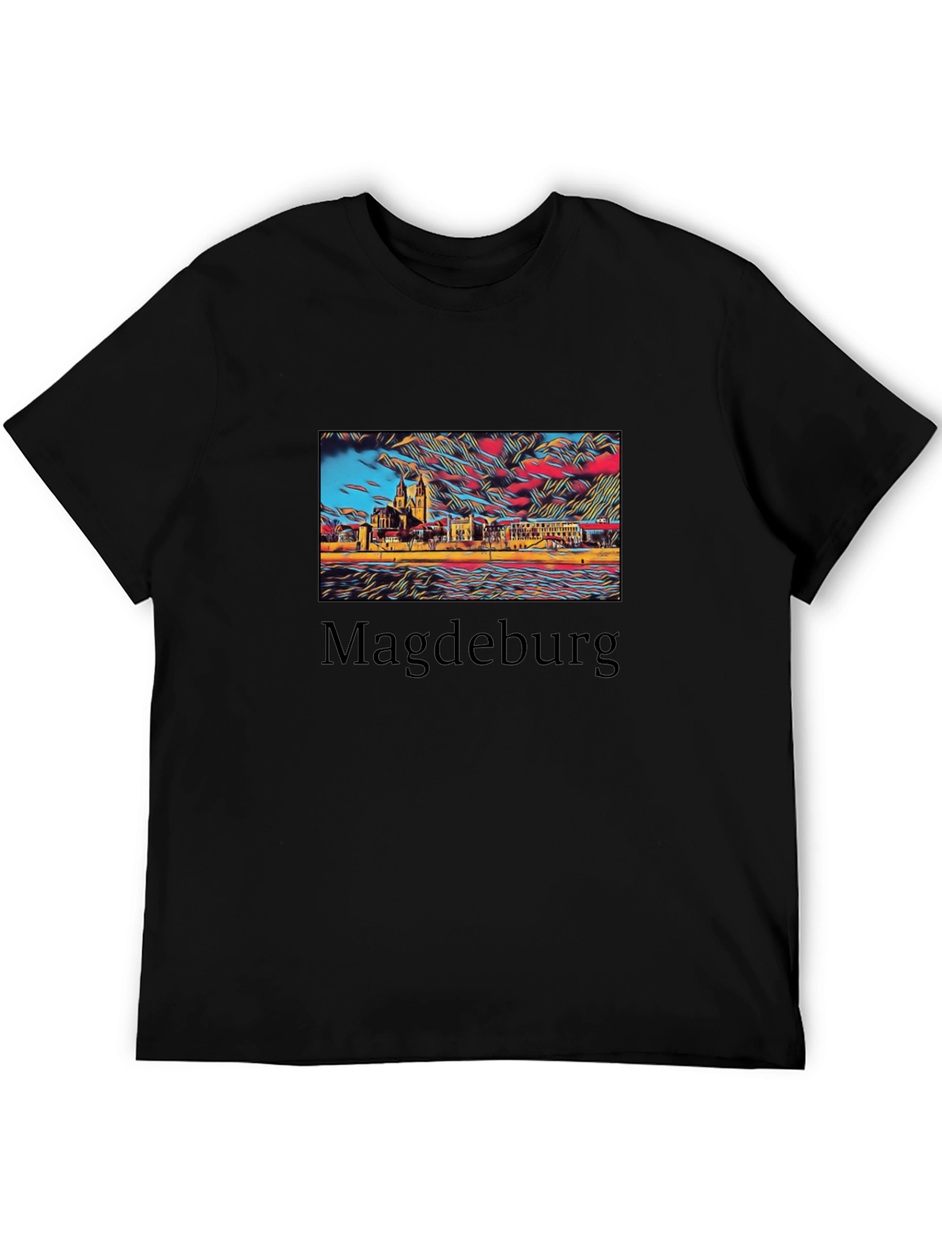 Black Magdeburg Skyline Graphic T-Shirt view 5
