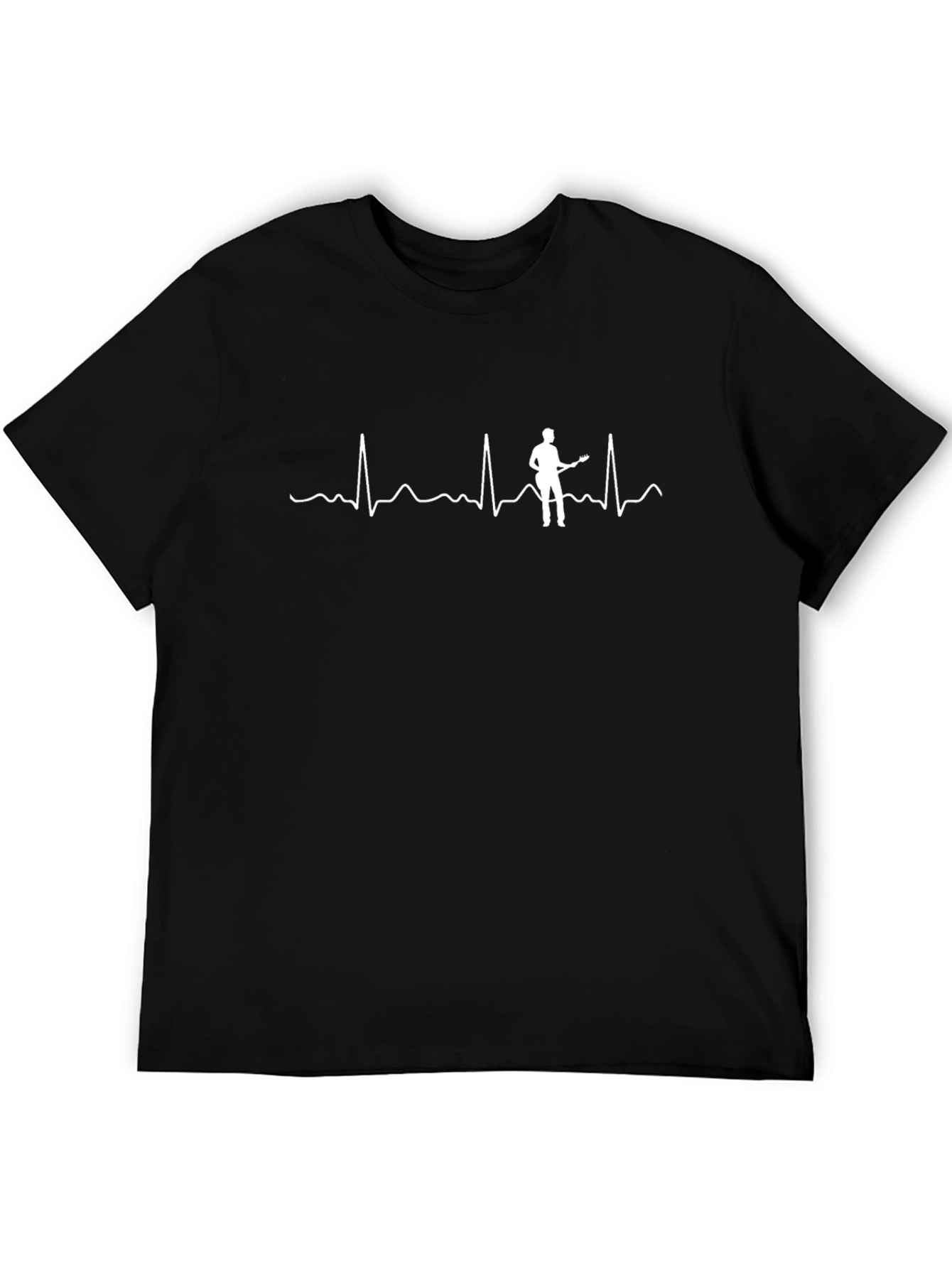 Black Guitar Heartbeat T-Shirt - Music Lover Tee view 5