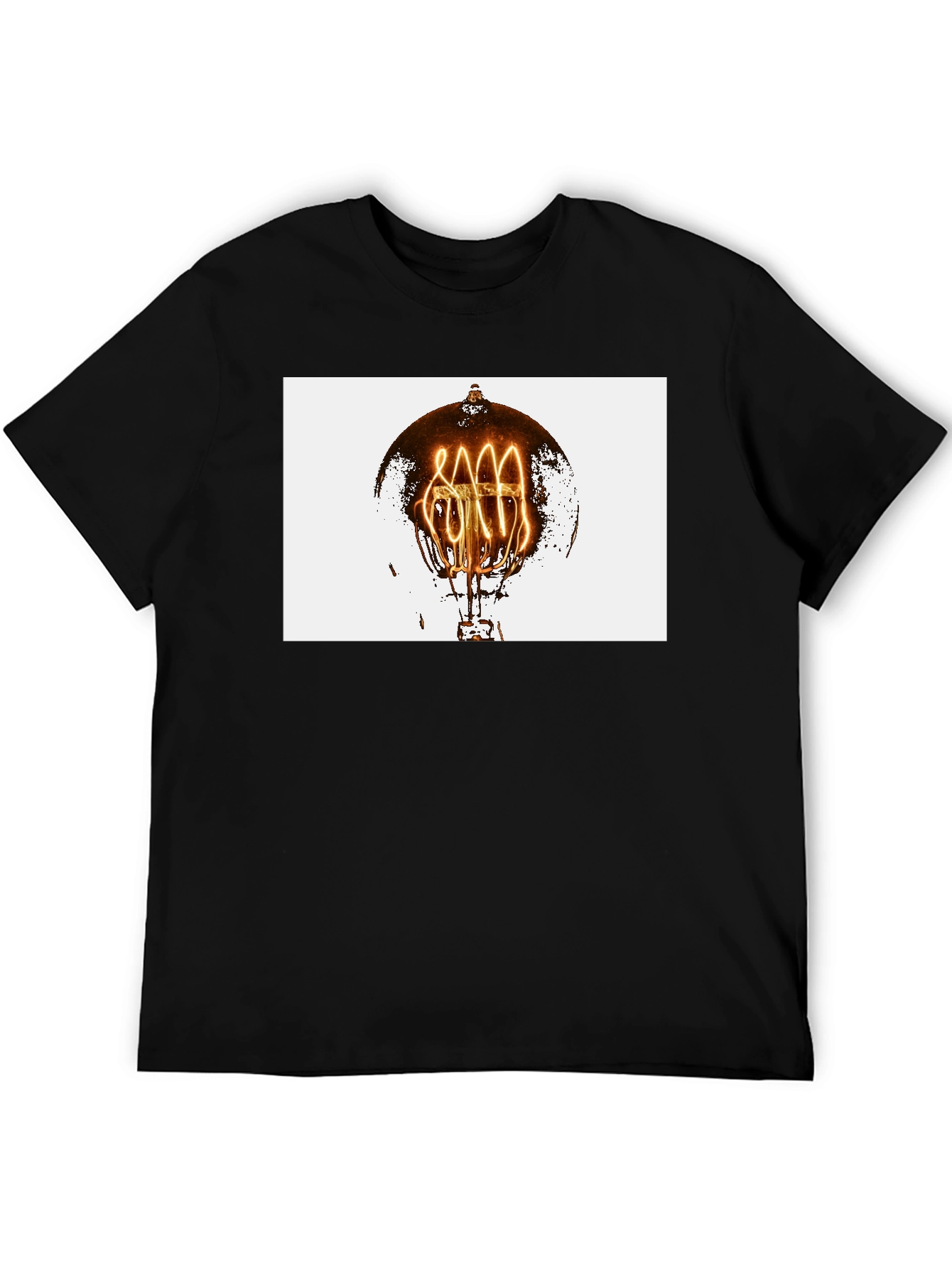 Black Vintage Filament Bulb Graphic Tee - Black Cotton Blend view 5