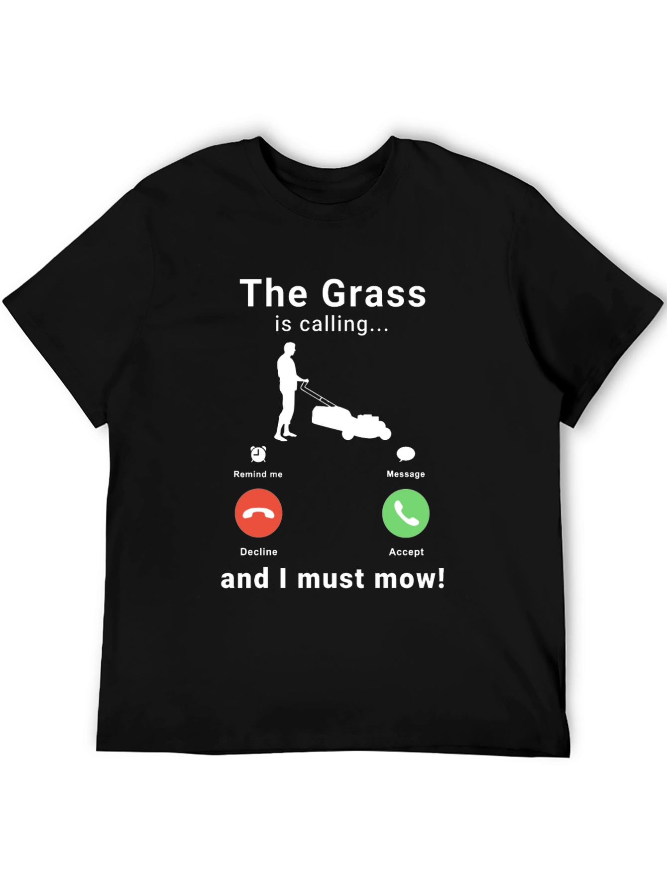 Black The Grass is Calling Funny Lawn Mowing T-Shirt view 5