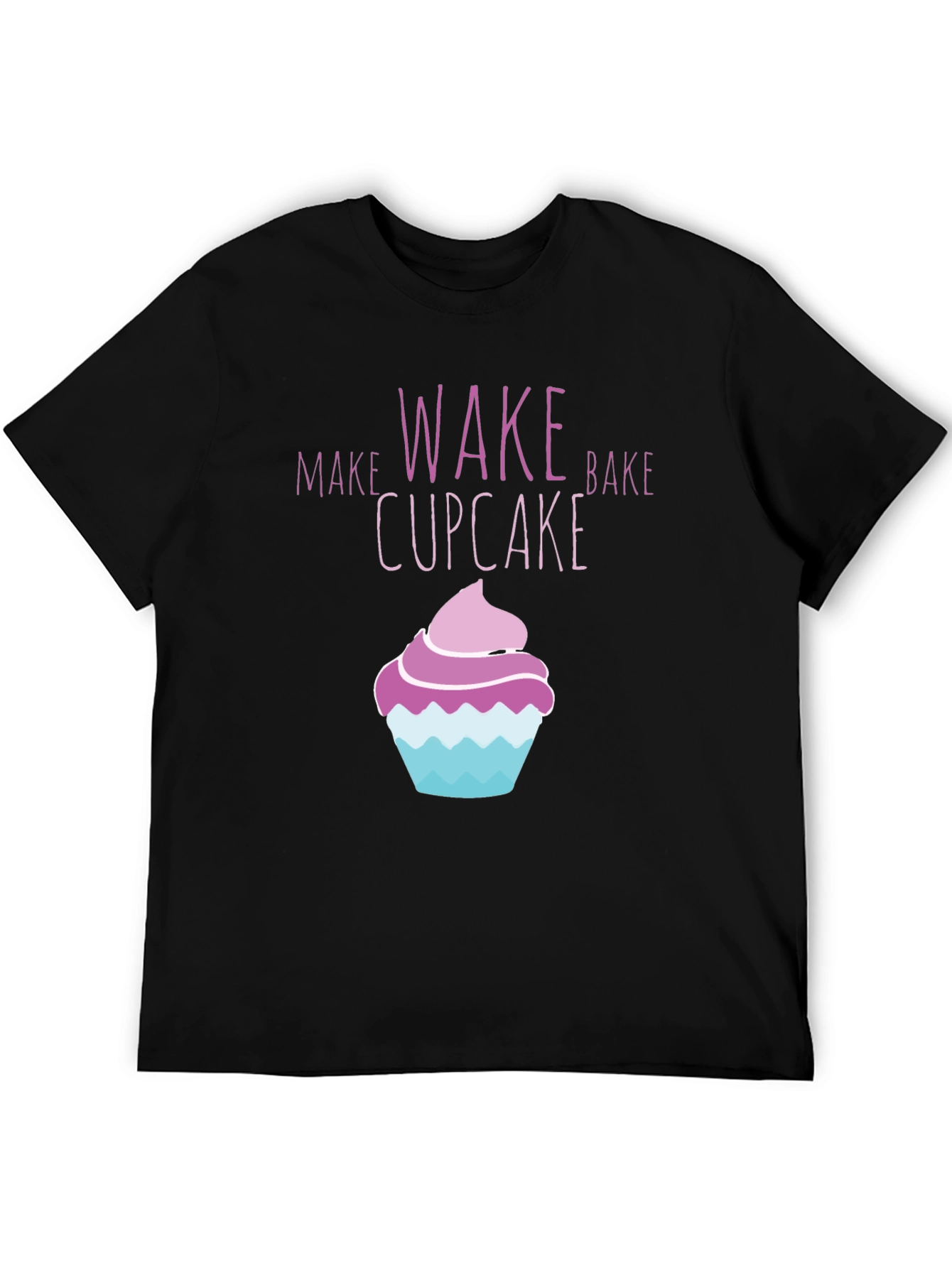 Black Wake Bake Cupcake Graphic T-Shirt - Black view 5