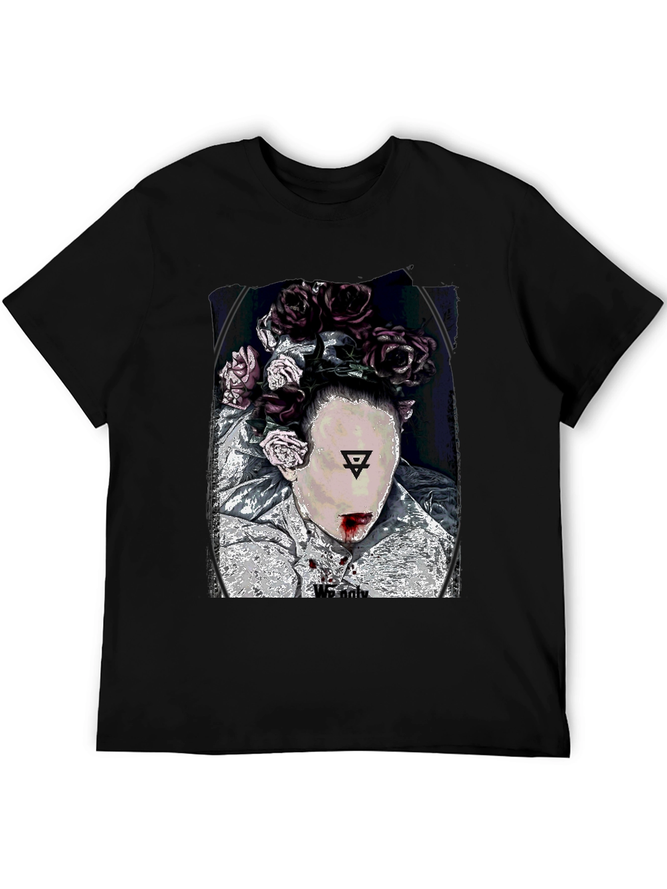 Black Floral Crown Graphic Black T-Shirt view 5