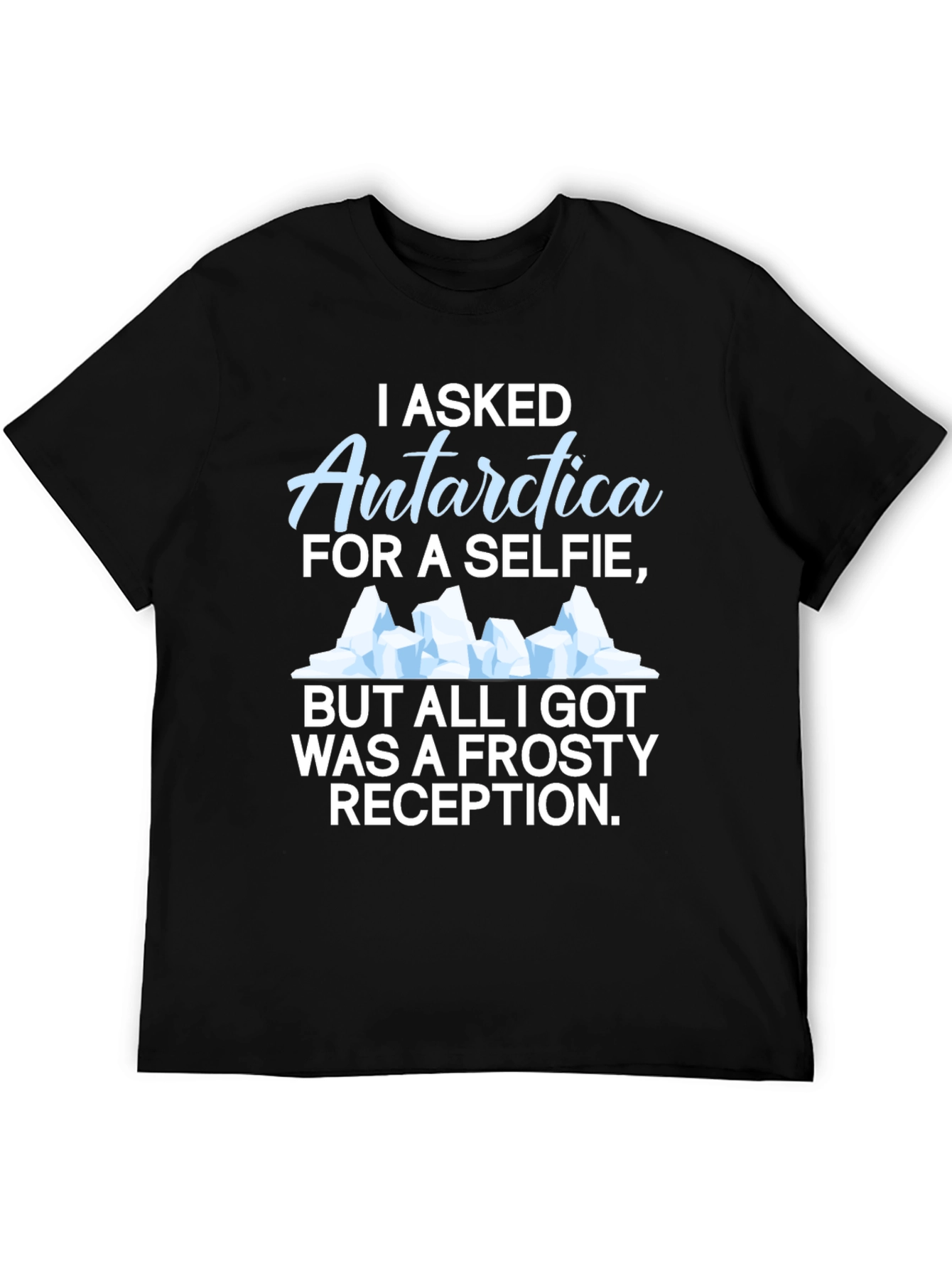 Black Antarctica Selfie Graphic T-Shirt - Humorous Black Tee view 5