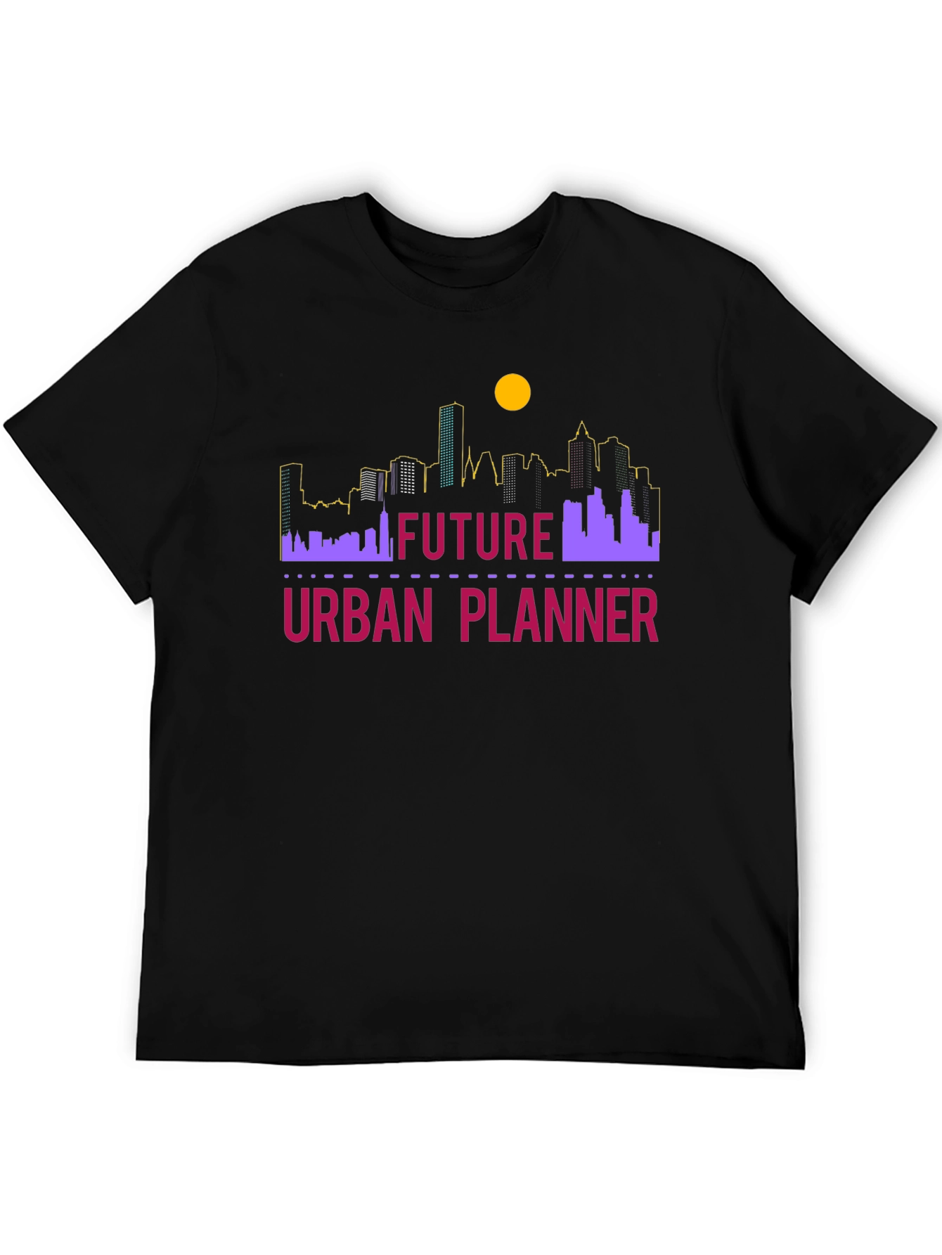 Black Future Urban Planner T-Shirt - Skyline Design view 5