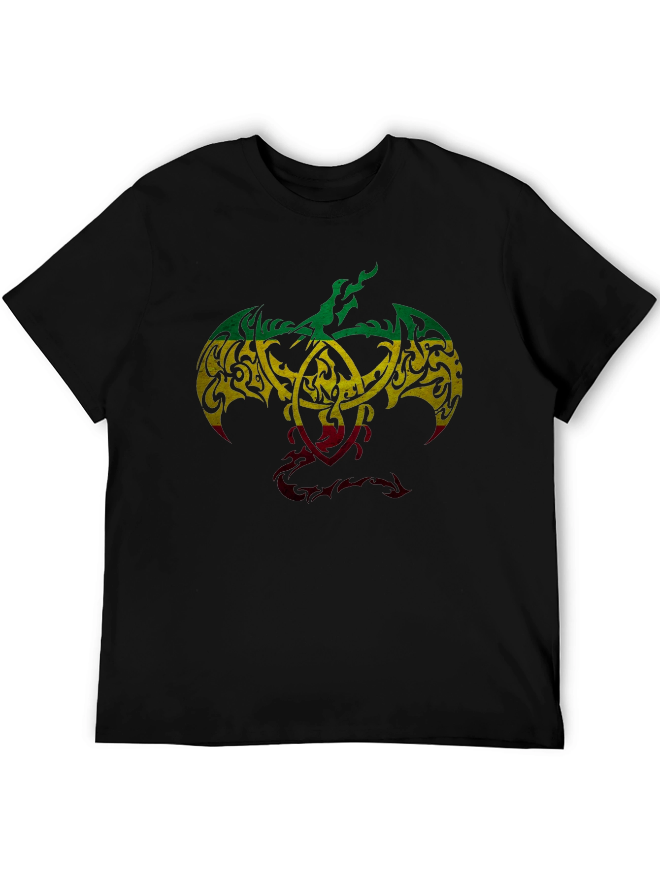 Black Rasta Tribal Dragon Graphic T-Shirt - Unique Design view 5