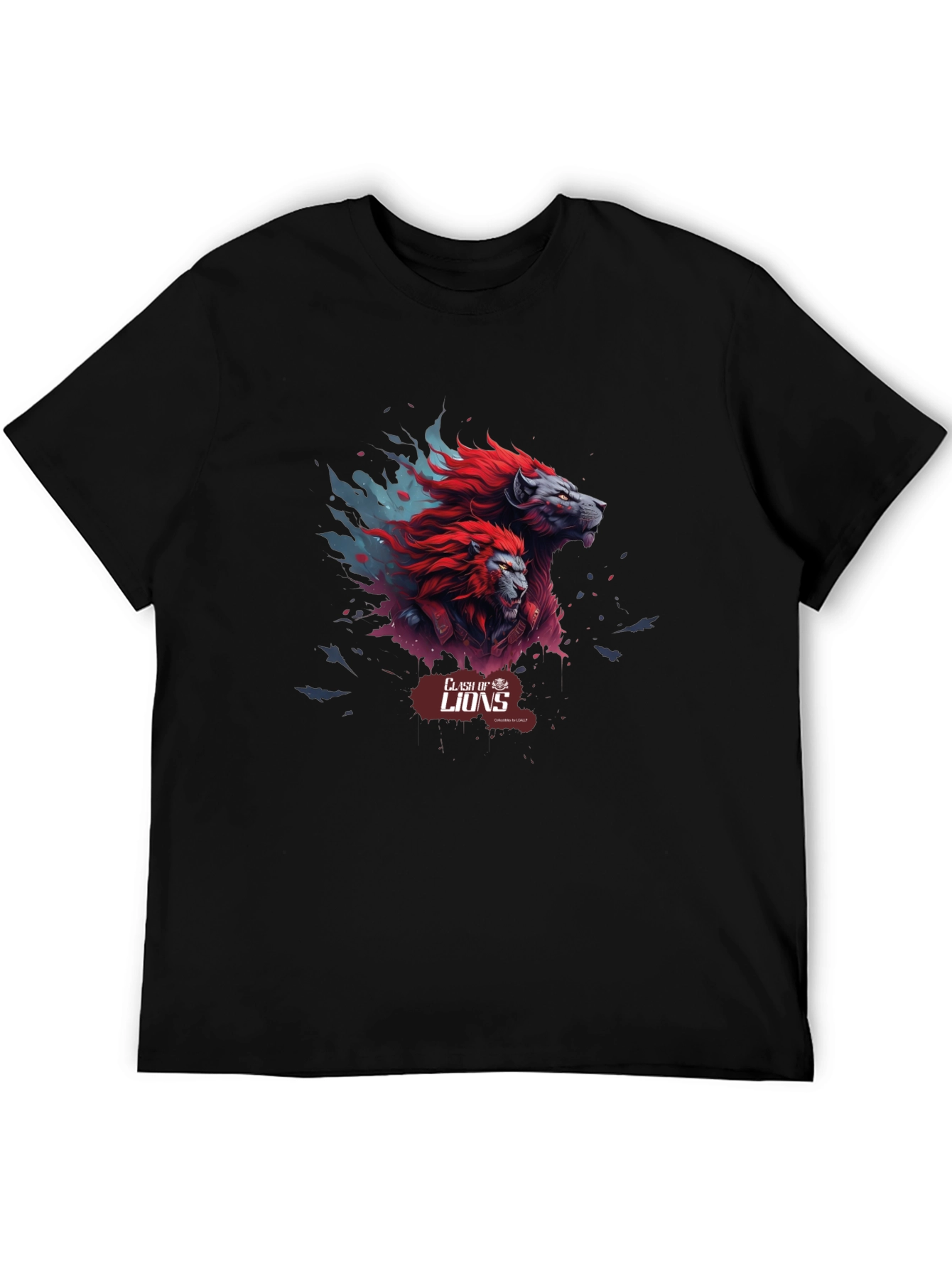 Black Clash of Lions Graphic Tee - Black view 5