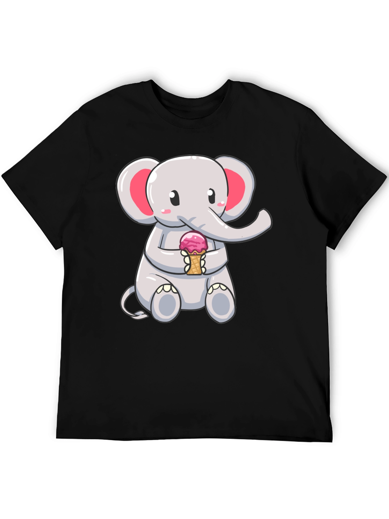 Black Cute Elephant Ice Cream T-Shirt view 5