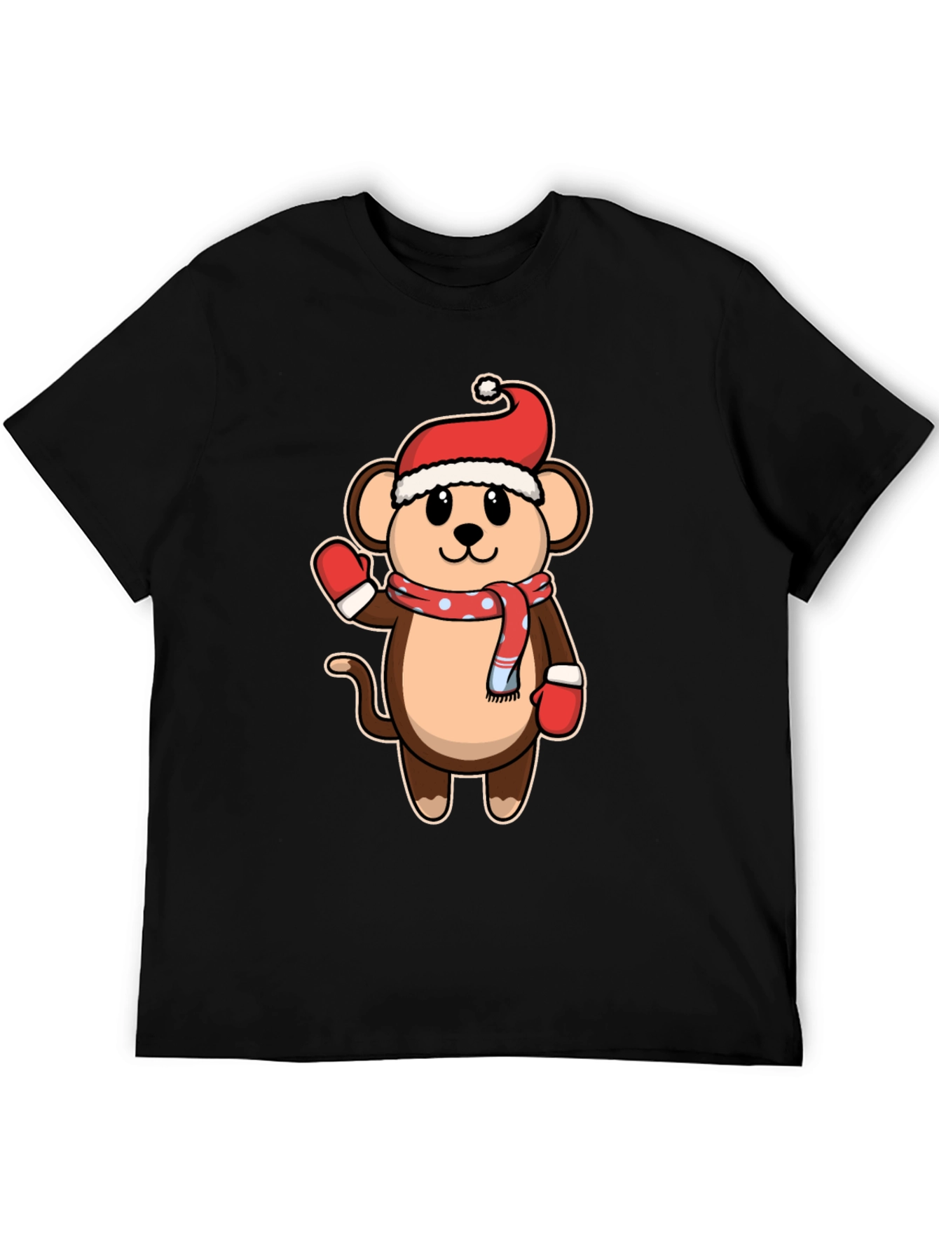 Black Festive Monkey T-Shirt - Holiday Cheer! view 5