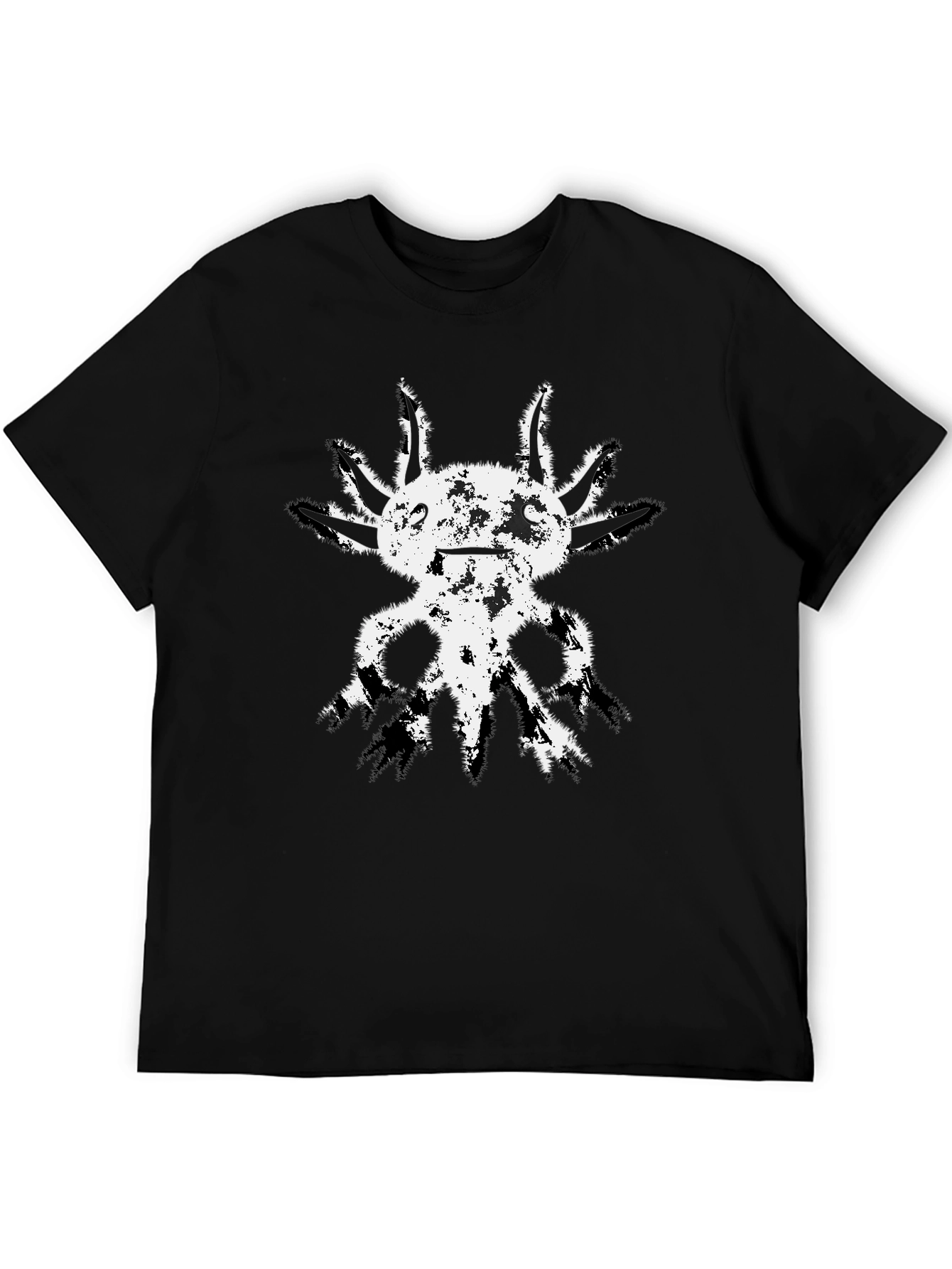 Black Axolotl Graphic Tee - Distressed Print Black T-Shirt view 5