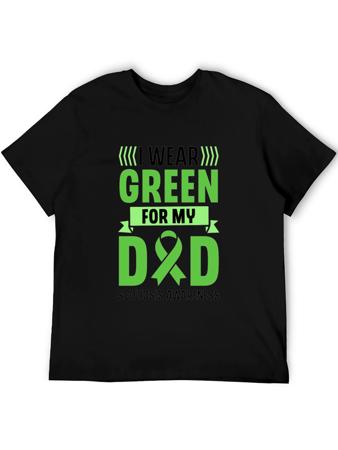 Black Scoliosis Awareness T-Shirt: I Wear Green for My Dad view 5