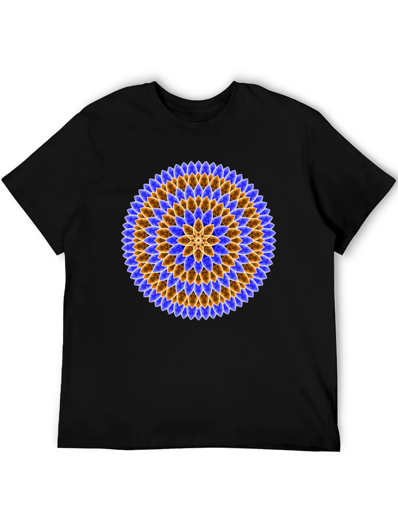 Black Floral Mandala Graphic Tee - Black Cotton T-Shirt view 5