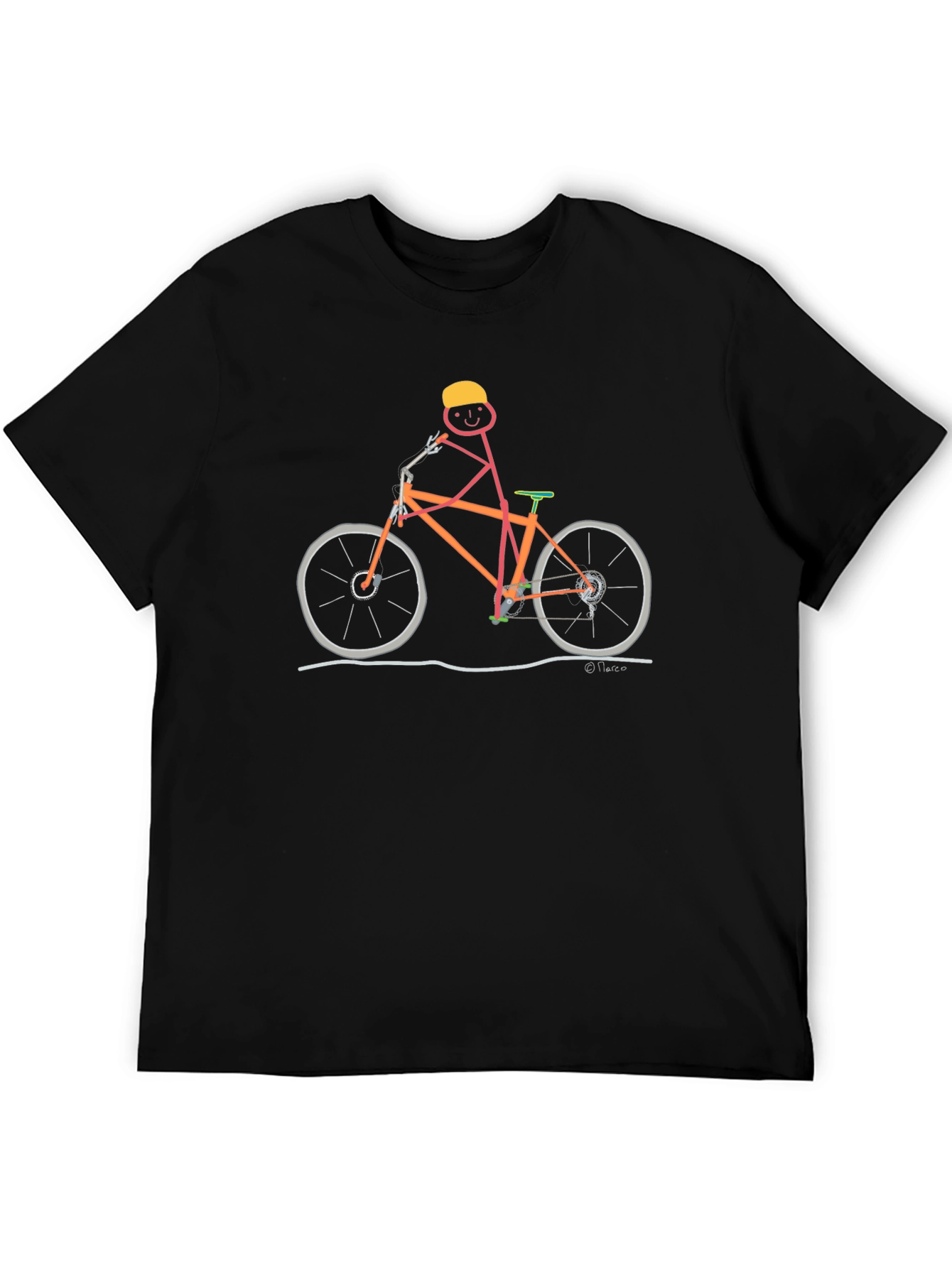 Black Stick Figure Cyclist Graphic T-Shirt view 5