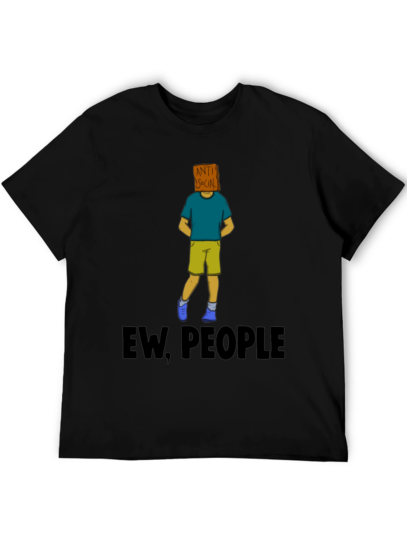 Black Anti-Social Graphic T-Shirt - "Ew, People" view 5