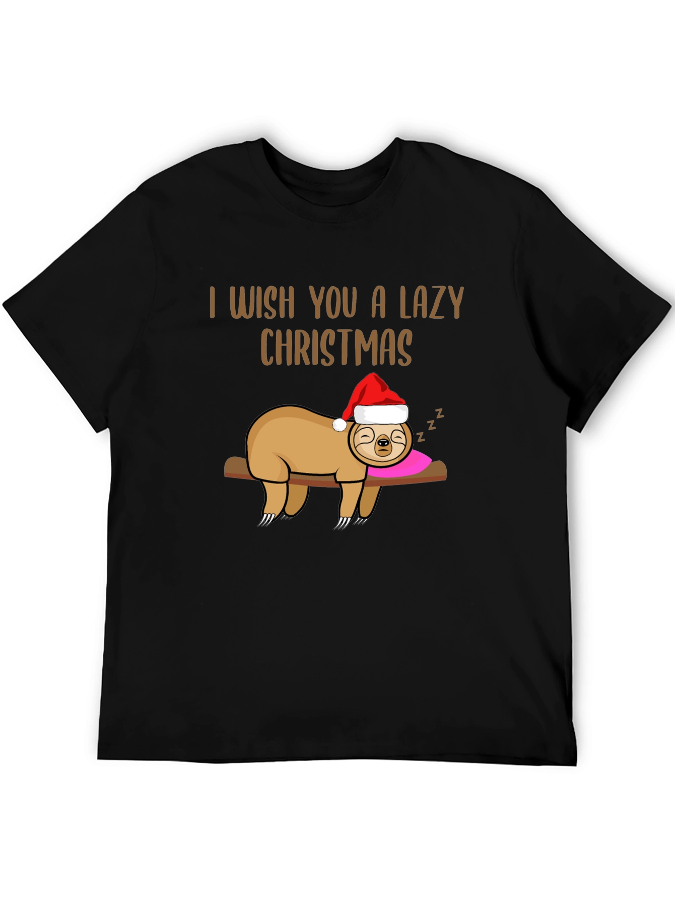 Black Lazy Christmas Sloth Graphic Tee view 5