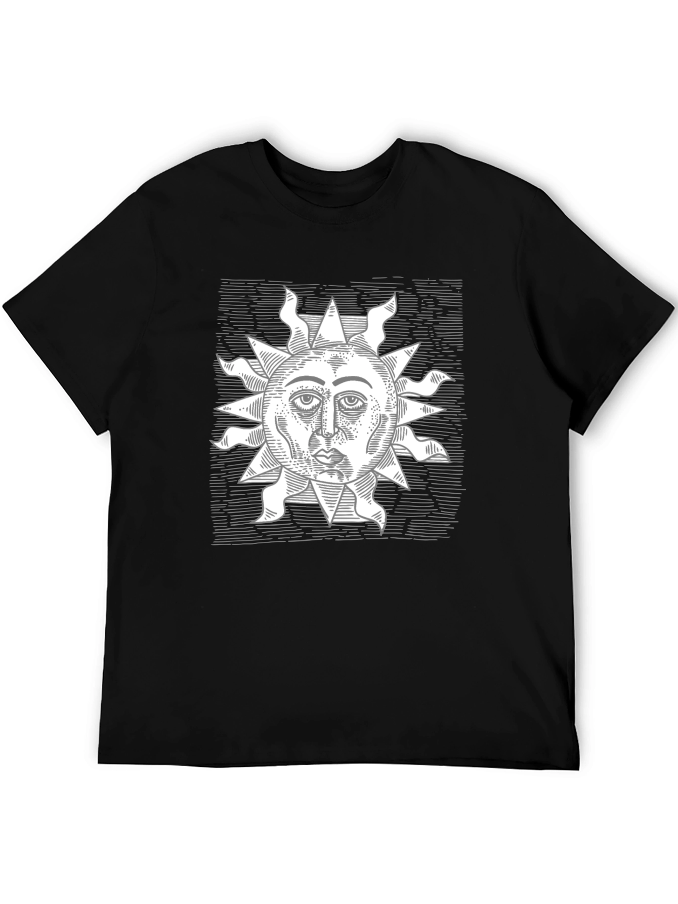 Black Sun Face Graphic Tee - Black Casual Shirt view 5